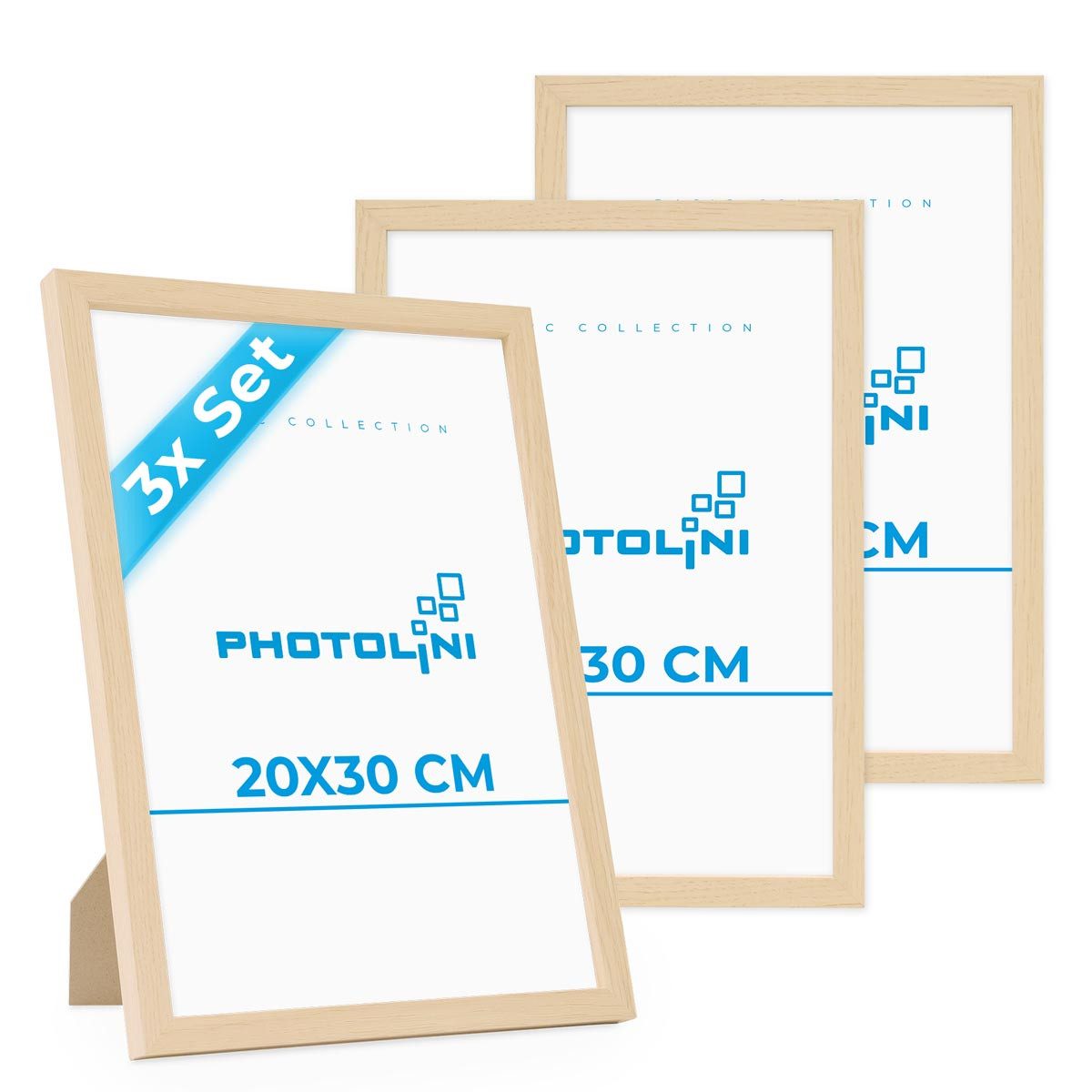 PHOTOLINI Bilderrahmen 3er Set modern mit bruchsicherem Acrylglas, Holz MDF, Fotos & Poster, für 3 Bilder (3er Set), Posterrahmen 20x30 cm zum Aufhängen & Aufstellen