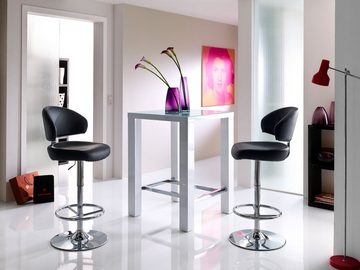 MCA furniture Bartisch Jam, Bartisch weiß hochglanz, Küchentisch, Stehtisch mit Sicherheitsglas