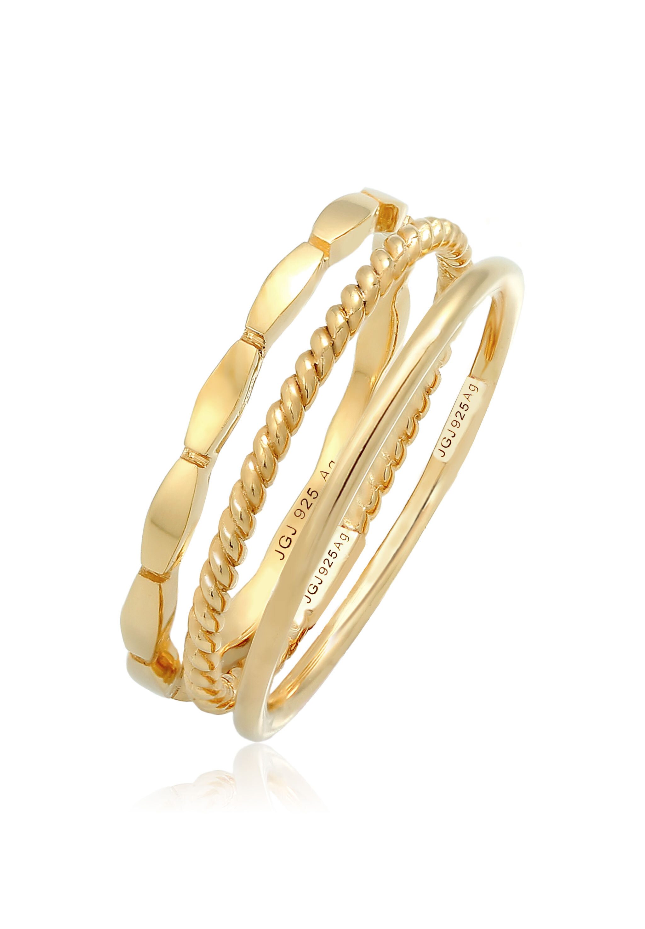 Elli Ring-Set Stapelringe Stacking Bandring 3er Set 925 Silber, Geo
