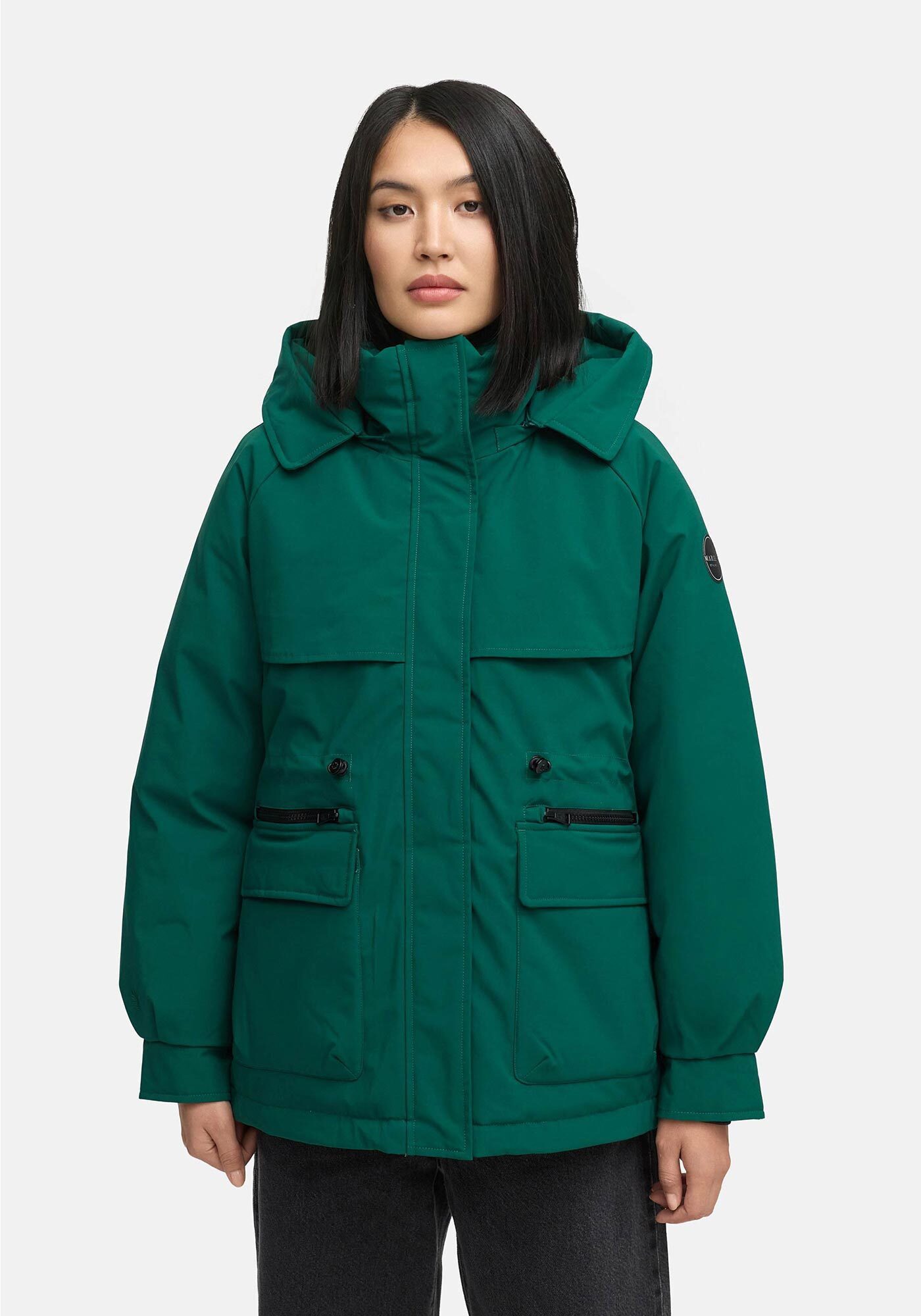 Marikoo Winterjacke Shigaraa mit abnehmbarer Kapuze und Gummizug an der Taille