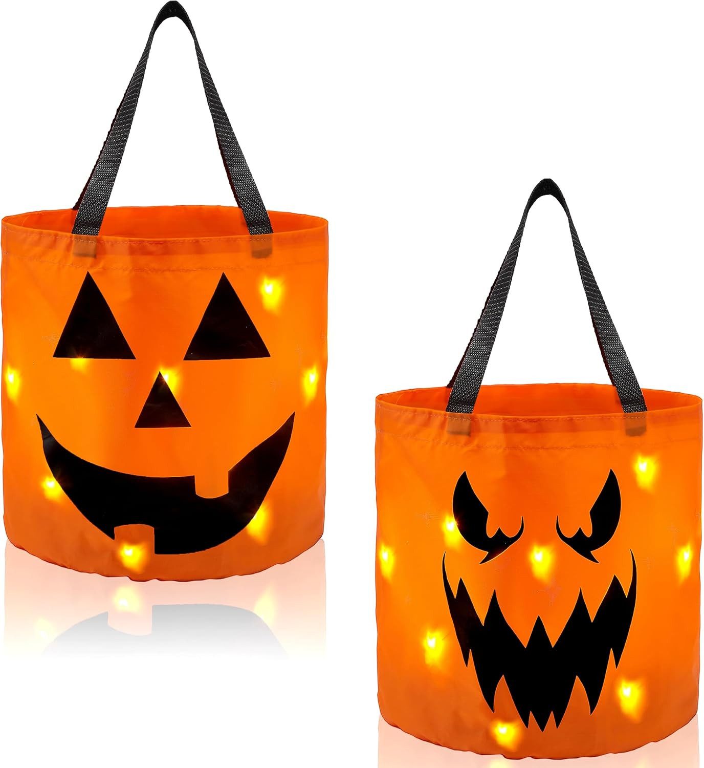 JOYIN Geschenk-Tragetasche JOYIN 2 Halloween Süßigkeiten-Tüten mit LED, orange wiederverwendbar