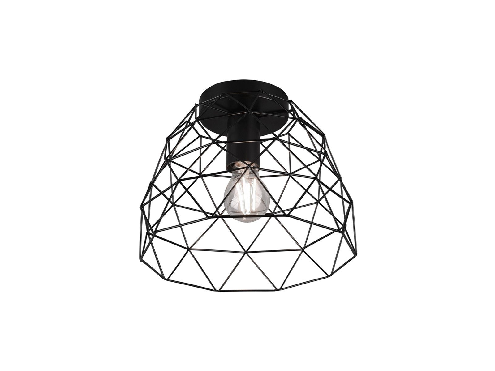 Lampenschirm wechselbar, LED LED kleine Industrie-design Schwarz Draht Gitter-lampe Warmweiß, Ø Deckenleuchte, Dimmfunktion, 27cm meineWunschleuchte