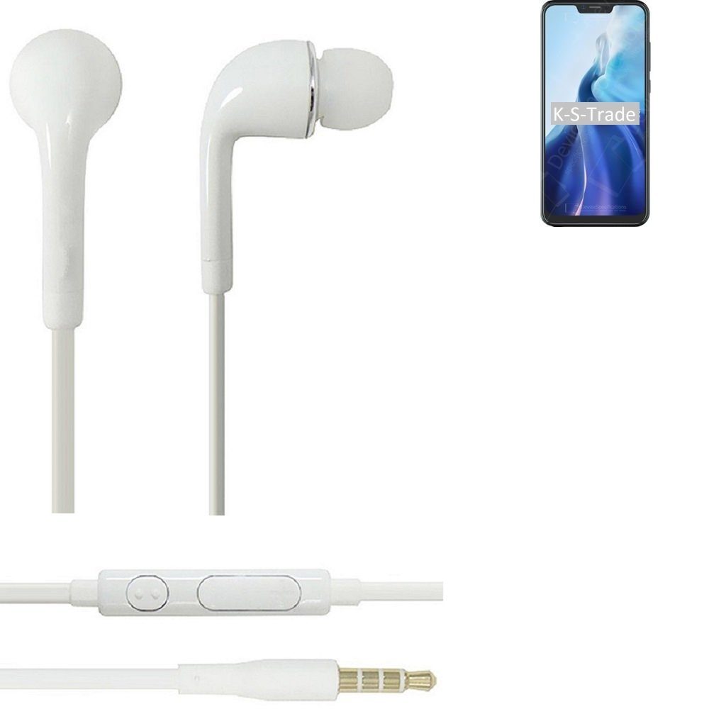 K-S-Trade für Cubot C20 In-Ear-Kopfhörer (Kopfhörer Headset mit Mikrofon u Lautstärkeregler weiß 3,5mm) | In-Ear-Kopfhörer