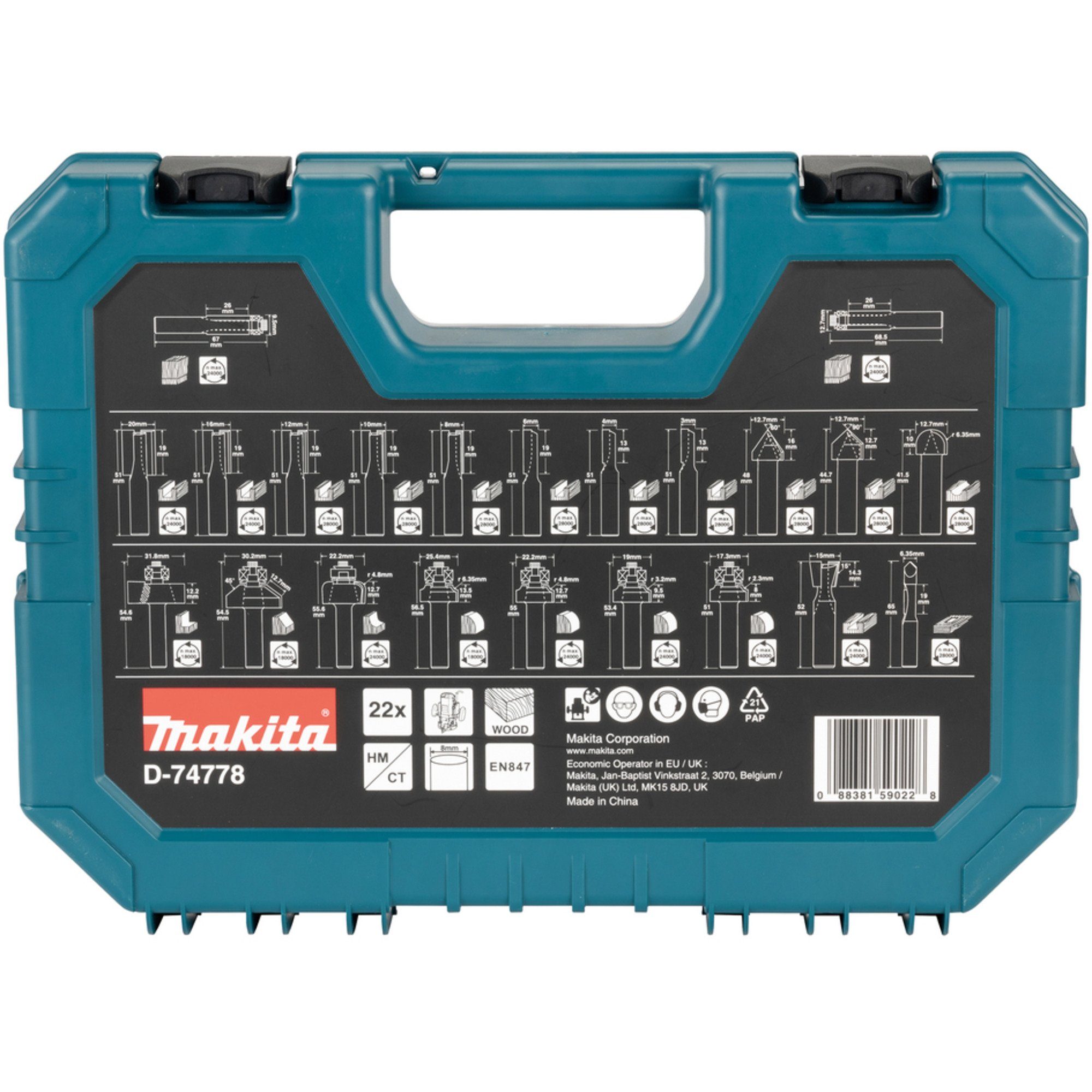 Makita Fräse Makita Fräser-Set D-74778, 22-teilig, (8mm Schaft)