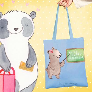 Mr. & Mrs. Panda Tragetasche Nachhilfelehrerin Herz - Sky Blue - Geschenk, Nachhilfeschule, Arbeit (1-tlg), Modisches Design