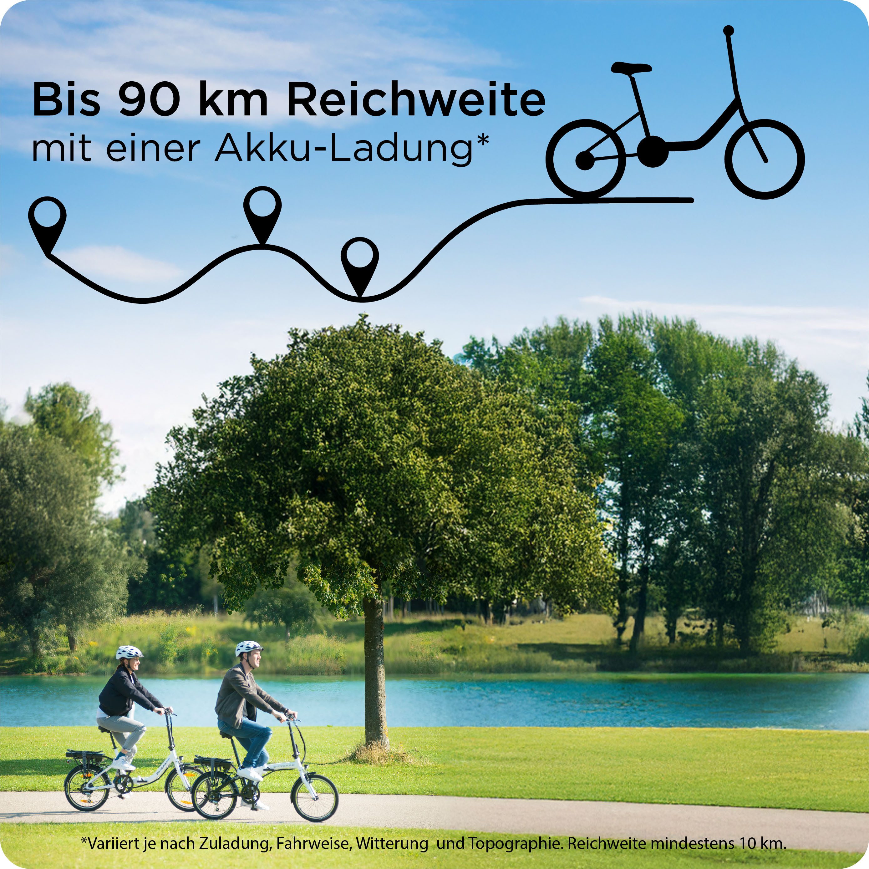 Zündapp E-Bike Klapprad Z120, 7 Gang Shimano Tourney Schaltwerk, Kettenschaltung, Heckmotor, 374,4 Wh, Pedelec, Elektrofahrrad für Damen u. Herren