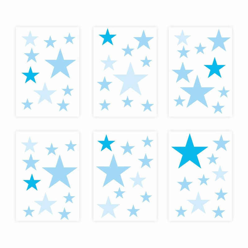 nikima Wandtattoo 129-2 Sterne-Set blau (PVC-Folie), 60 Stück