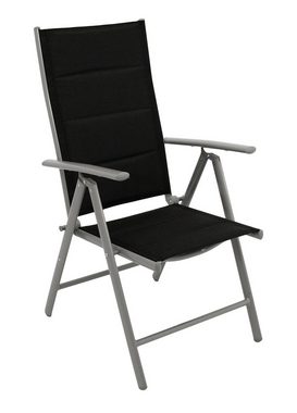 DEGAMO Garten-Essgruppe PISA 9-teilig, 8x Klappsessel, 1x Ausziehtisch Glas 180/240x100cm, Alu silbergrau