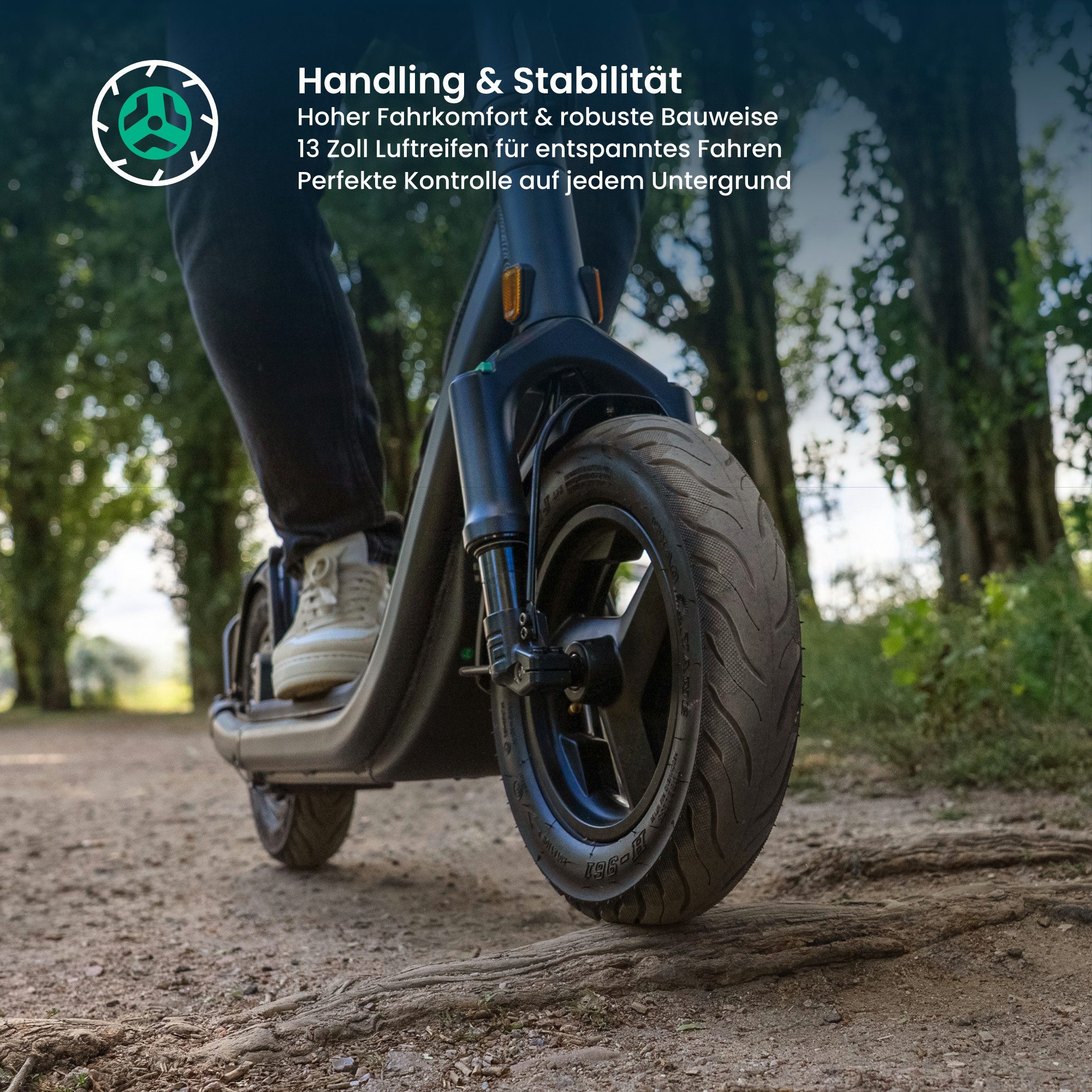 Egret E-Scooter Egret GT, 13", FEDERUNG, BLINKER, 75-100KM Reichweite, 500 W, 20 km/h, mit Straßenzulassung, ≤150kg Traglast, Wechselakkusystem