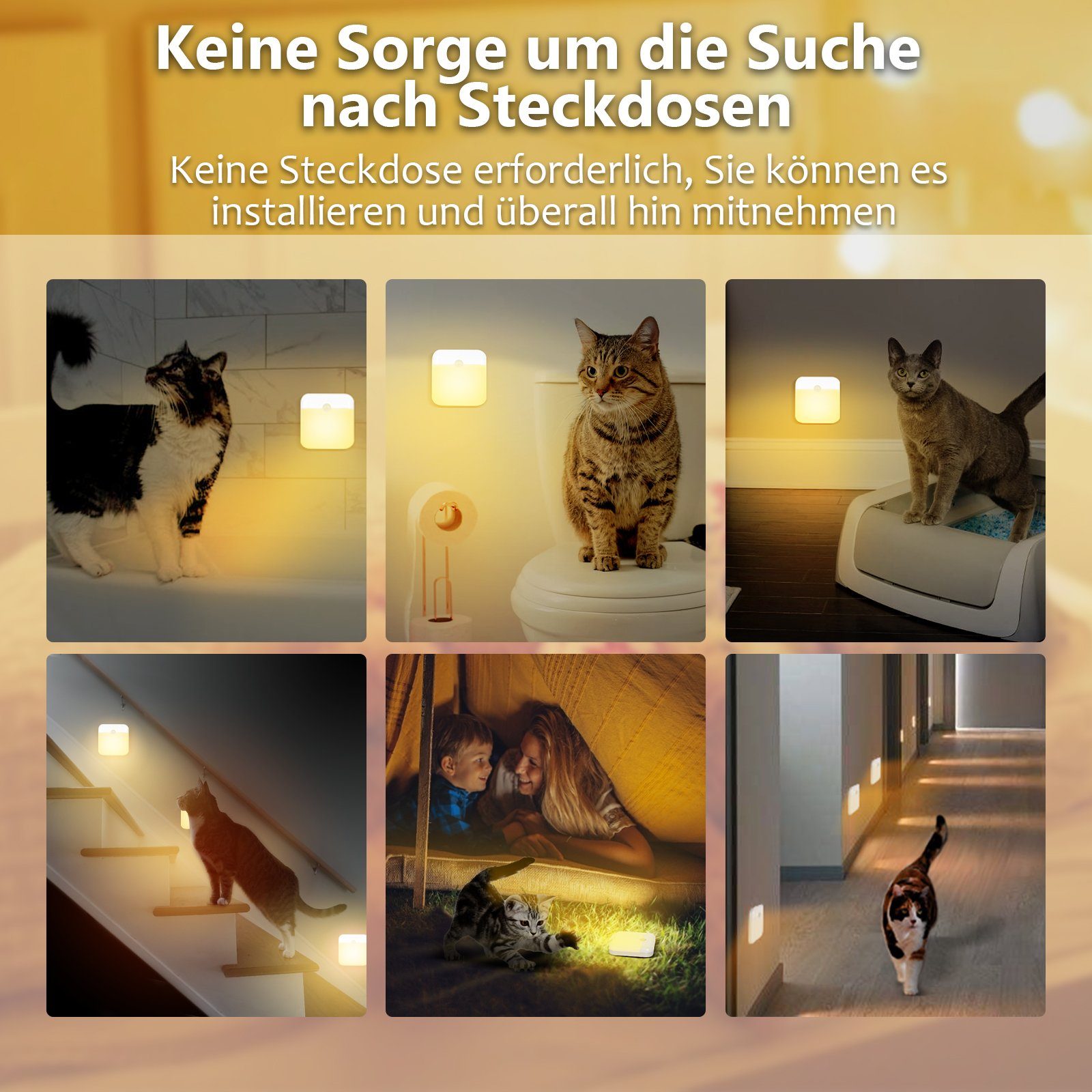 Rosnek LED Nachtlicht Wiederaufladbar, Bewegungssensor, für Kleiderschrank günstig online kaufen