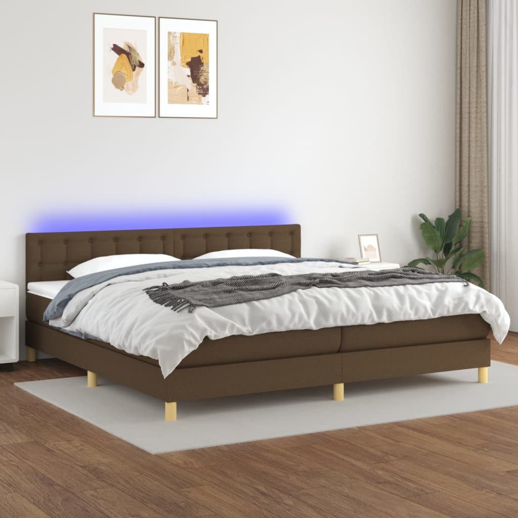 vidaXL Boxspringbett Boxspringbett mit Matratze LED Dunkelbraun 200x200 cm günstig online kaufen
