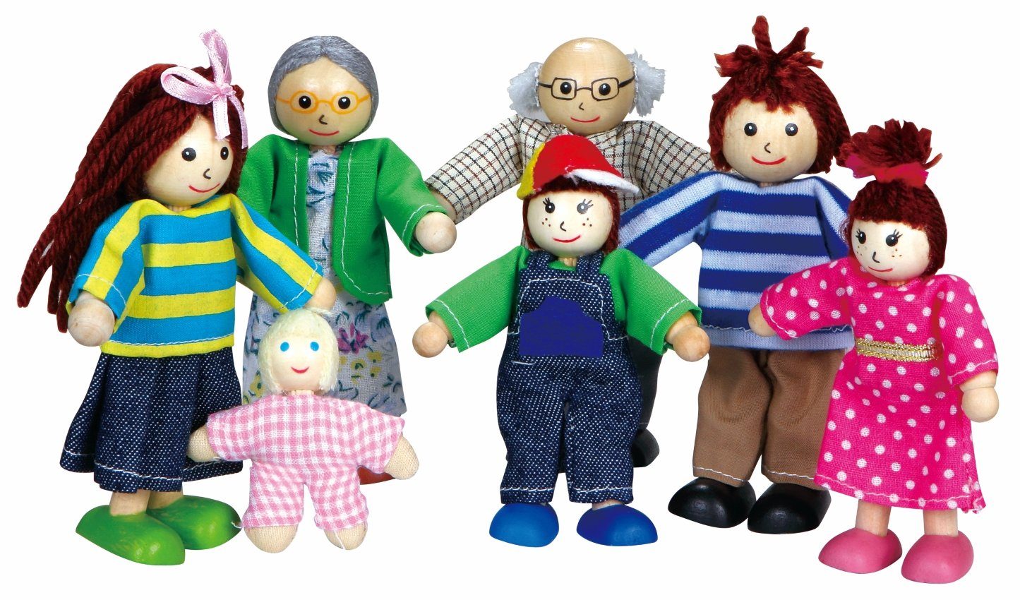 Lelin Biegepuppe 50015 Big Family Holz - Гибкие куклы 7 teiliges Set