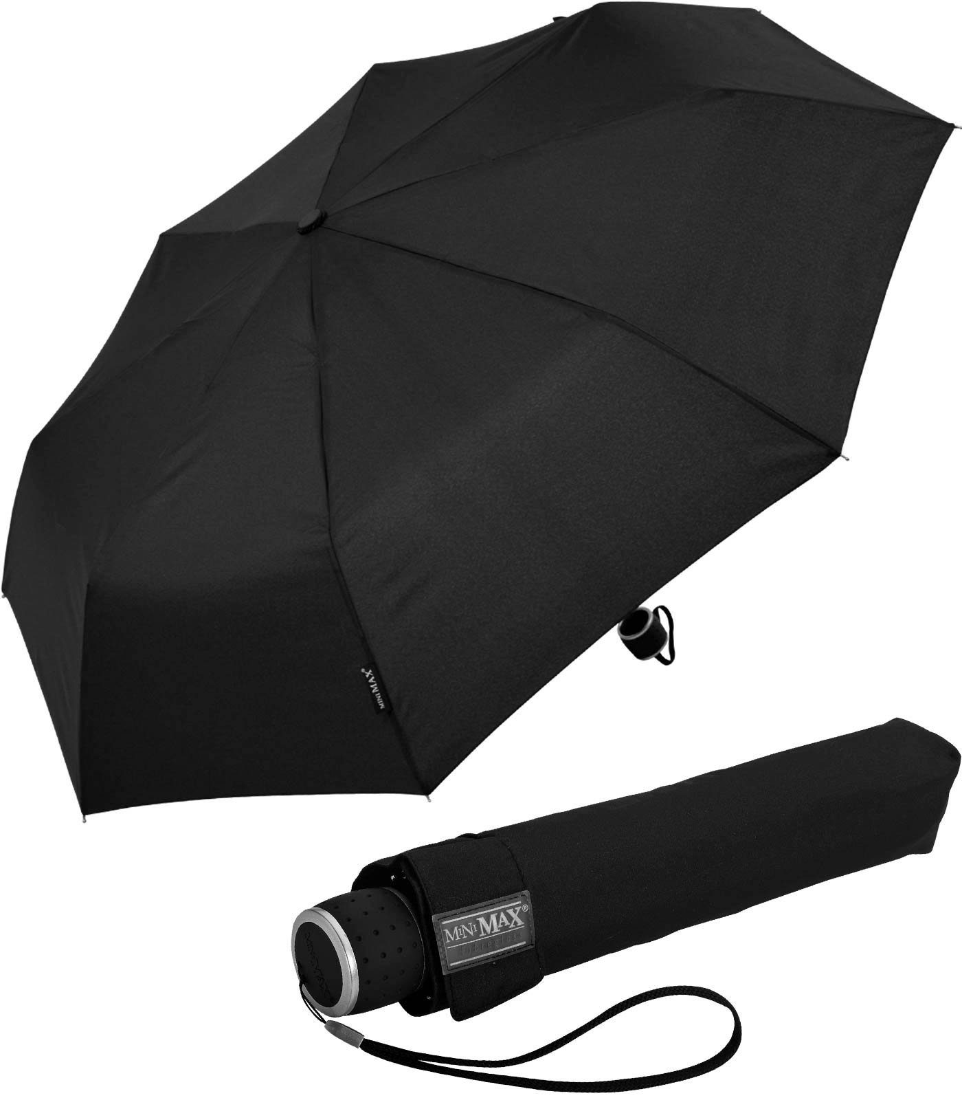 Impliva Taschenregenschirm miniMAX® mit Auf-Automatik windsicher uni, der zuverlässige Begleiter schwarz