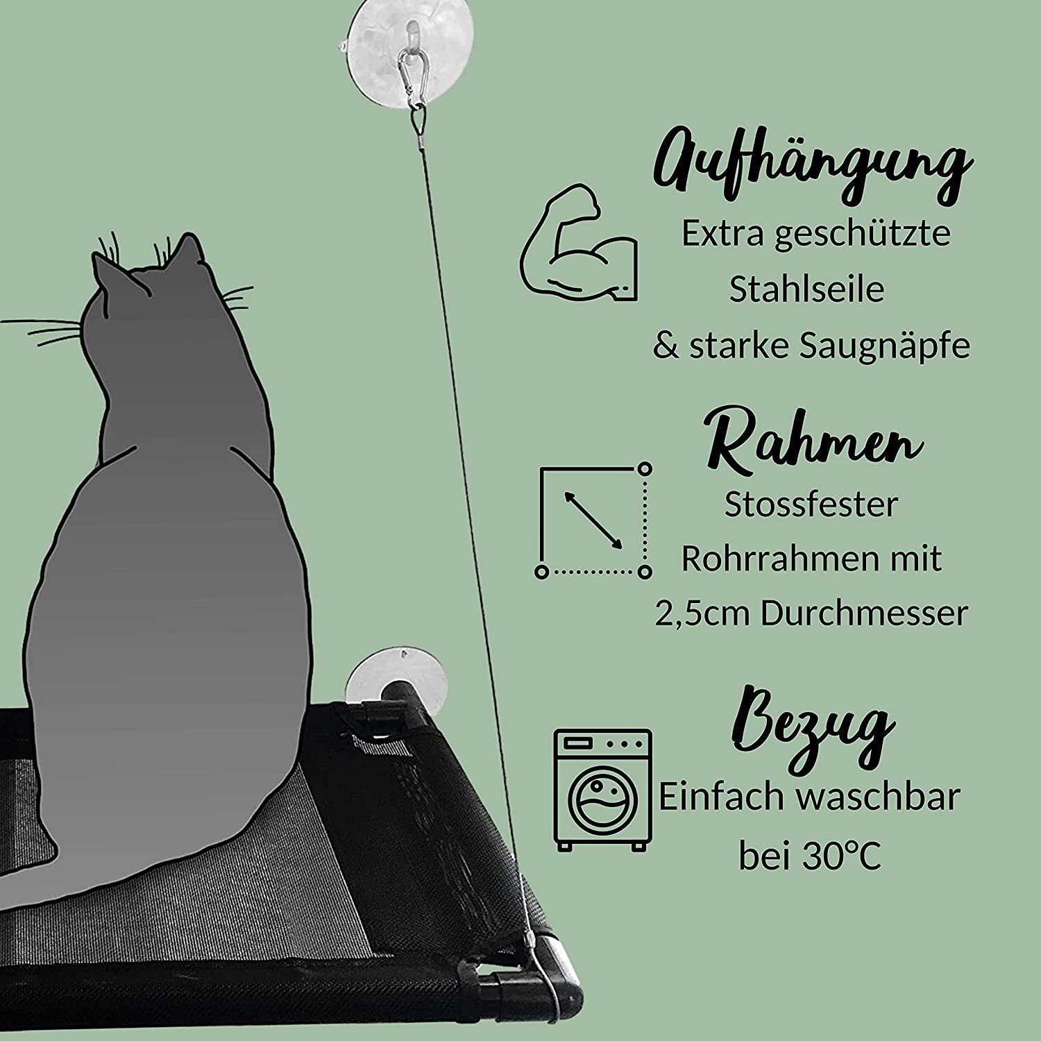riijk Katzen-Hängematte Mausblick Fensterliege, Kunstoffgewebe, Katzenhängematte für Katzen bis 23 kg