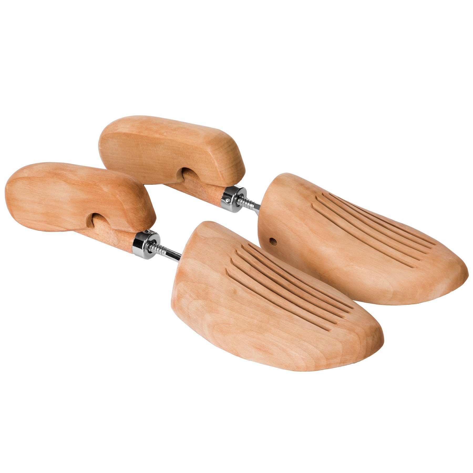 tectake Schuhspanner 1 Paar Schraubspanner, gute Luftzirkulation (Stiefelspanner, für Damen- und Herrenschuhe in braun), aus Lotusholz, Verhinderung von Gehfalten, hohe Feuchtigkeitsaufnahme