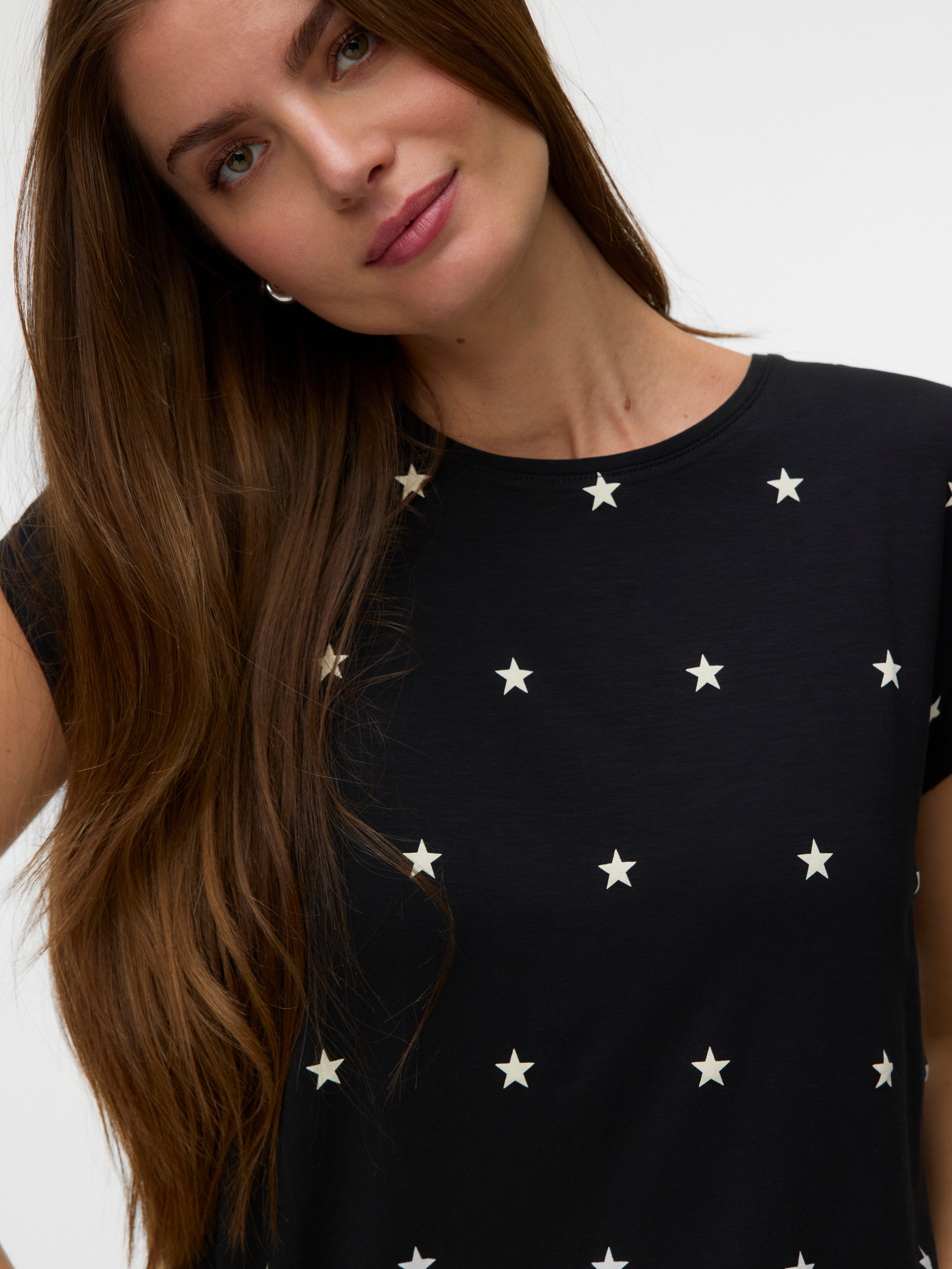 Vero Moda Kurzarmshirt VMAVA SS TOP MULTI AOP NOOS Materialmix, regular fit