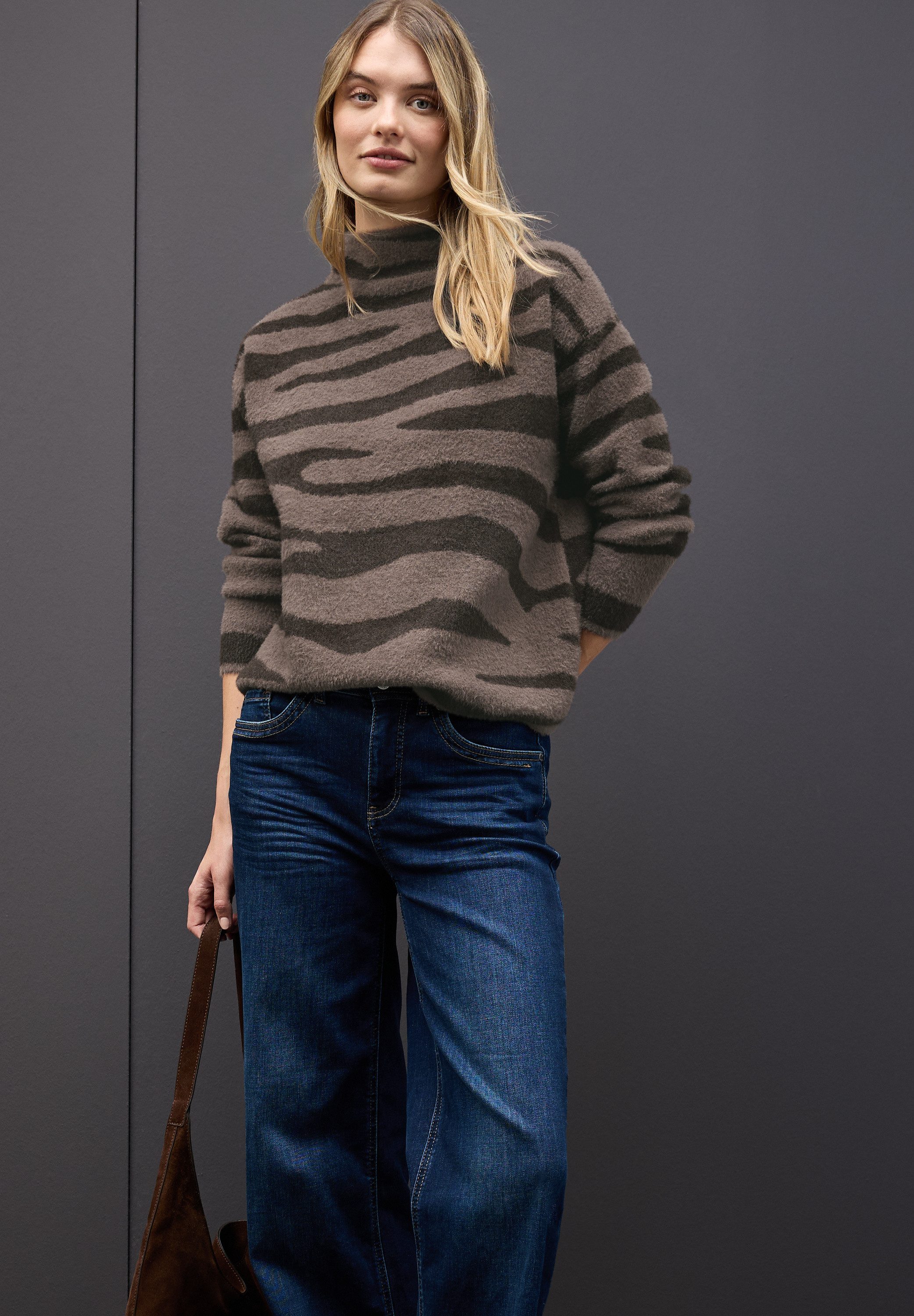 STREET ONE Strickpullover mit Animal Print, günstig online kaufen