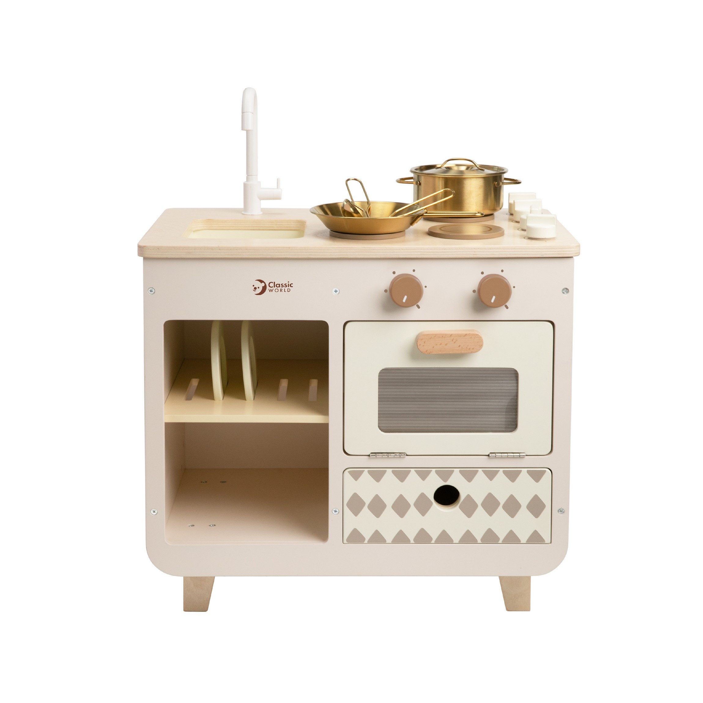 Classic World Spielküche Classic World - Kinderküche Leisure - 50x31x63,6 cm - 3Y+ Schichtholz, Teebaumholz, MDF, aus Holz