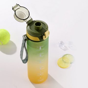 LeiGo Trinkflasche Sportbecher, Getränke Wasserflasche, 800/1000ML, mit Zeitskala, Becher mit großem Fassungsvermögen und Farbverlauf, Outdoor Fitness