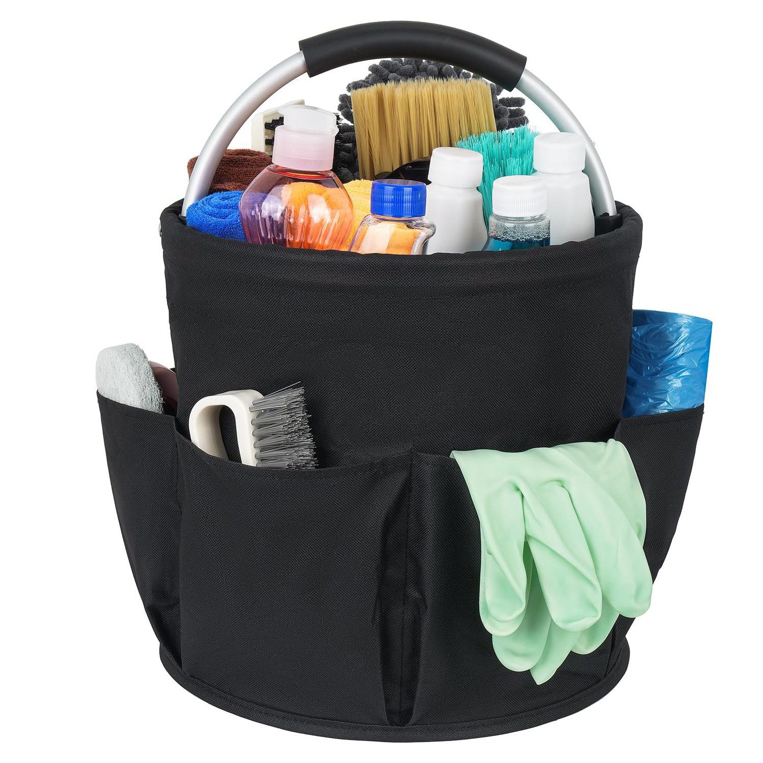 ibettertec Organizer Putzmittel Organizer,Faltbarer Putztasche mit Griff und sechs Tasche, Reinigungstasche für Innenbereich,Garten,Badezimmer