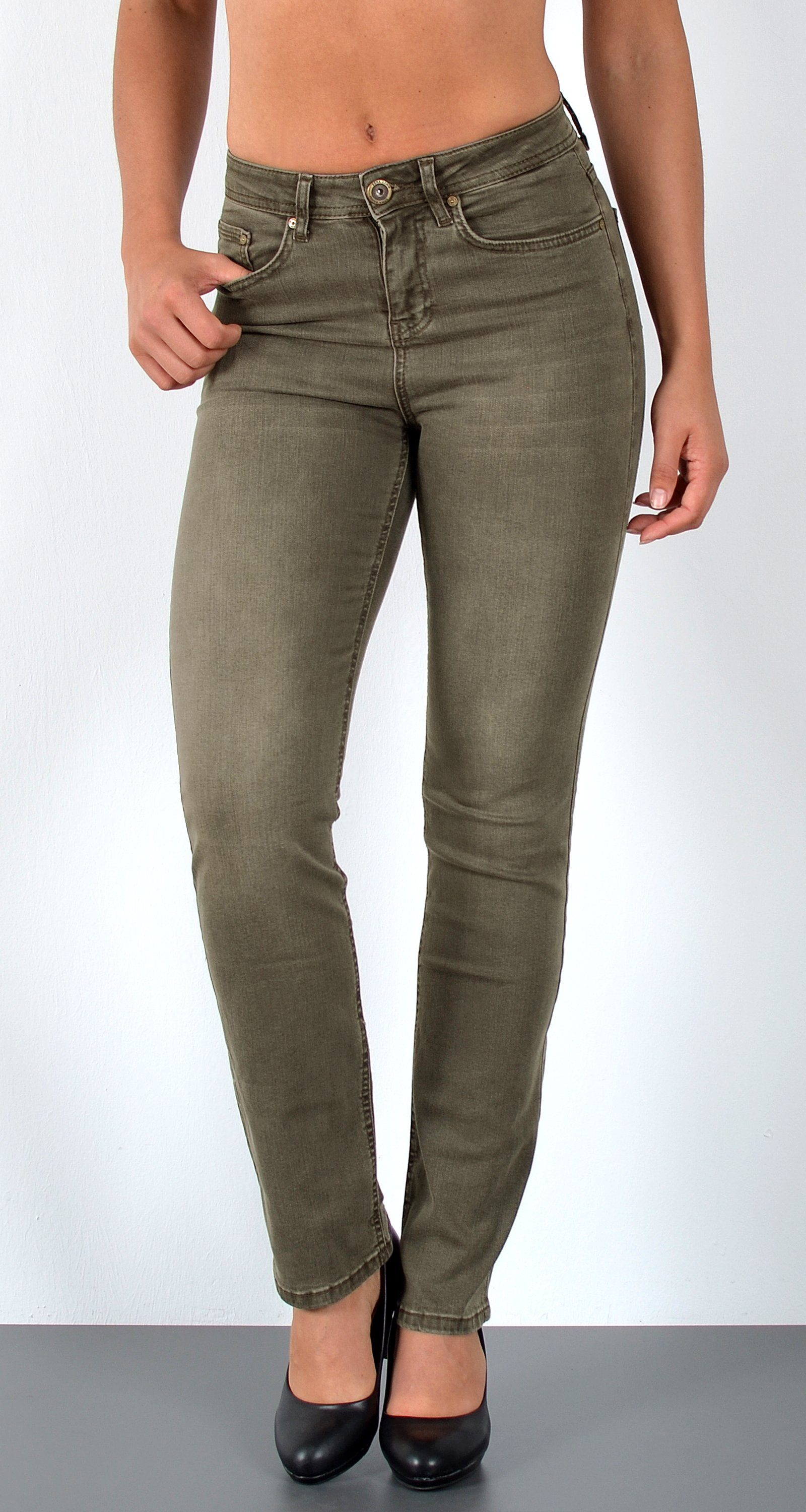 ESRA Straight-Jeans Premium High Waist Jeans Damen Straight Leg Hosen Stretch-Jeans G8 Straight Leg Damen Jeans High Waist Hose Stretch Regular Jeanshose