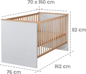 roba® Babyzimmer-Komplettset Tobi, (Set, 3-St., Kinderbett, Schrank, Wickelkommode), mit Kinderbett, Schrank und Wickelkommode