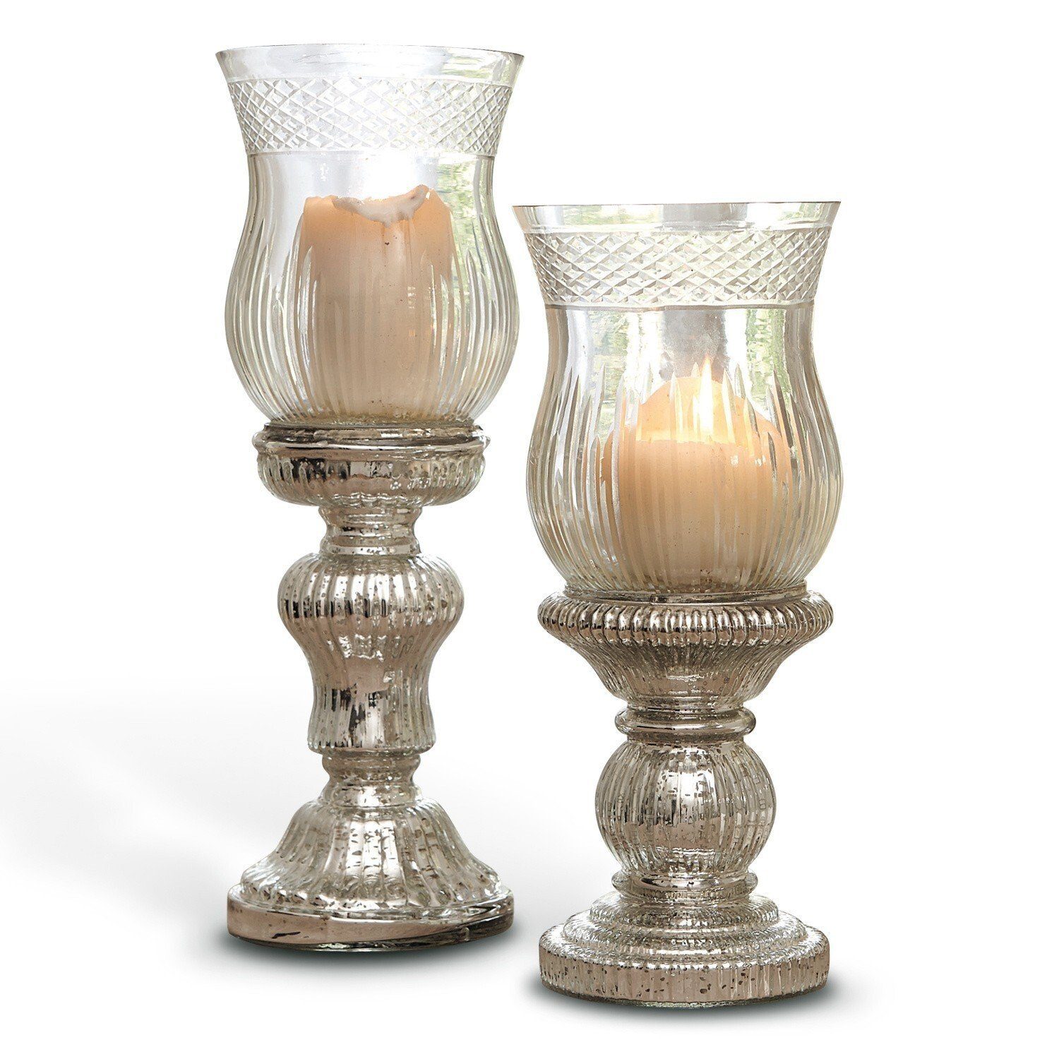 Mirabeau Windlicht Kerzenständer 2er Set Luisant silber/ klar (2er Set, 2er günstig online kaufen