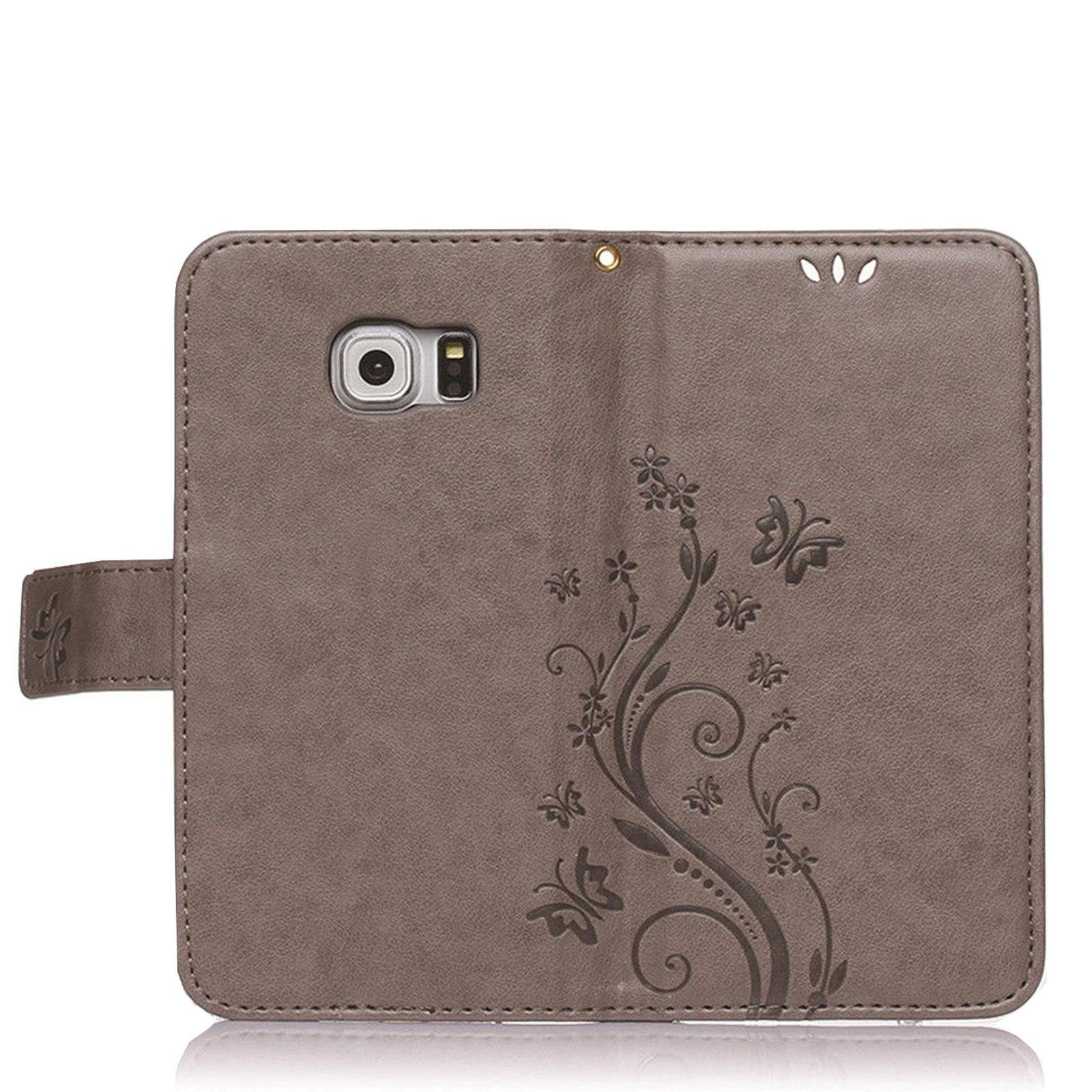 Numerva Handyhülle Bookstyle Flower für Samsung Galaxy S7 Edge, Handy Tasche Schutzhülle Klapphülle Flip Cover mit Blumenmuster