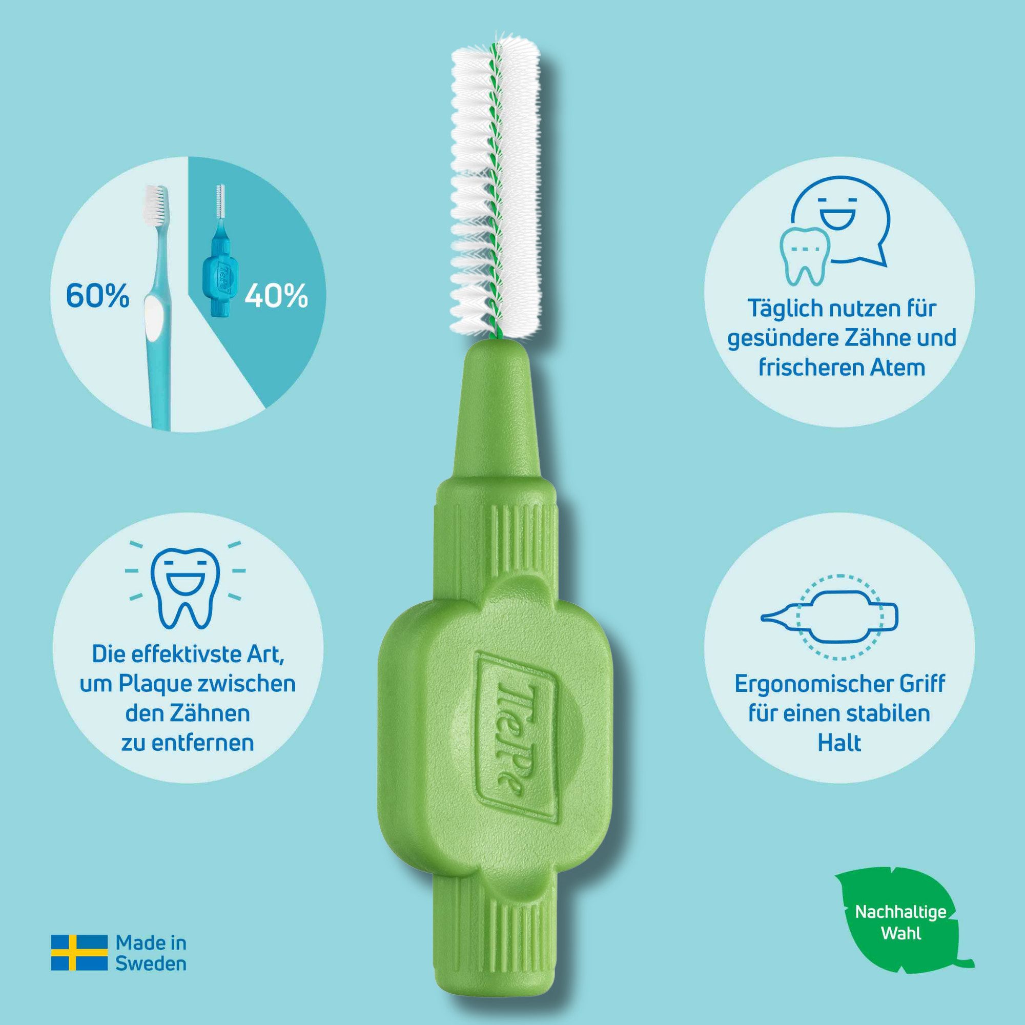 TePe Interdentalbürsten Original Zahnreinigungsstäbchen aus Schweden, Effiziente Zahnpflege, ISO-Größe 5, 20 Stk.