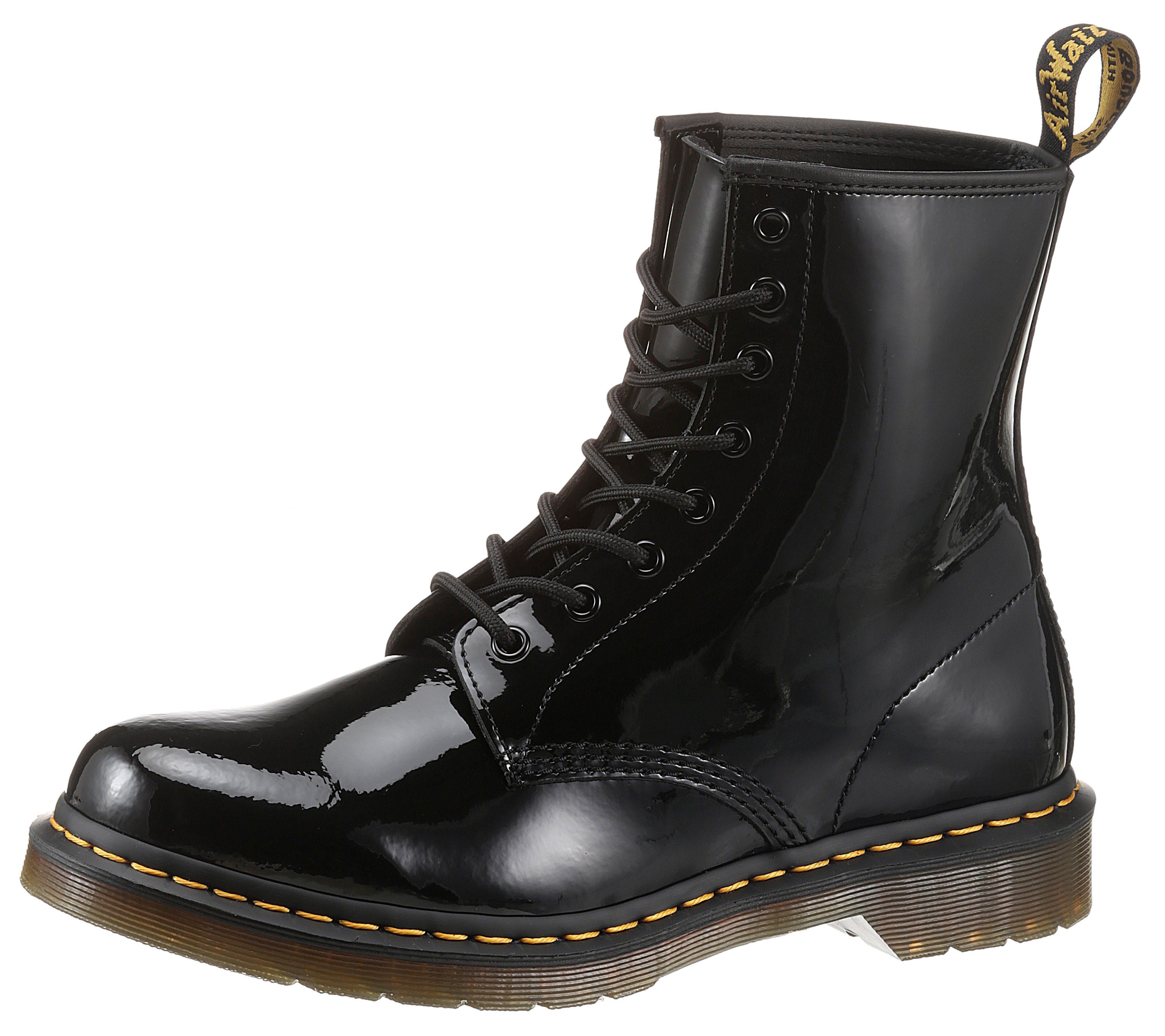 DR. MARTENS 1460 W Patent Lamper 8 Eye Boot Schnürboots in glänzendem Look