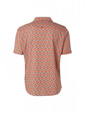 NO EXCESS Rundhalspullover Shirt Short Sleeve Resort Collar Allover Printed
