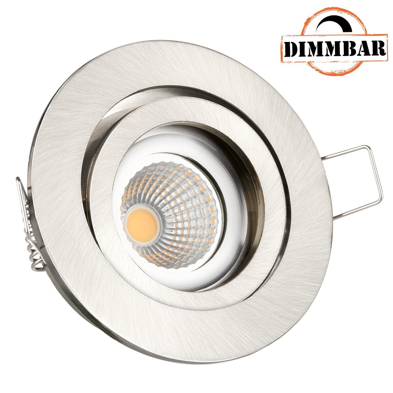 LED gebürstet Einbaustrahler mit FLACH Set Einbaustrahler (35mm) LEDANDO LED in EXTRA LED Silber