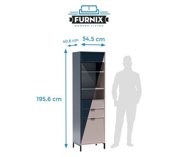 Furnix Standvitrine Vitrinenschrank LINKI LS5 verglaste Türen Schublade mit Glastür, mit Schublade