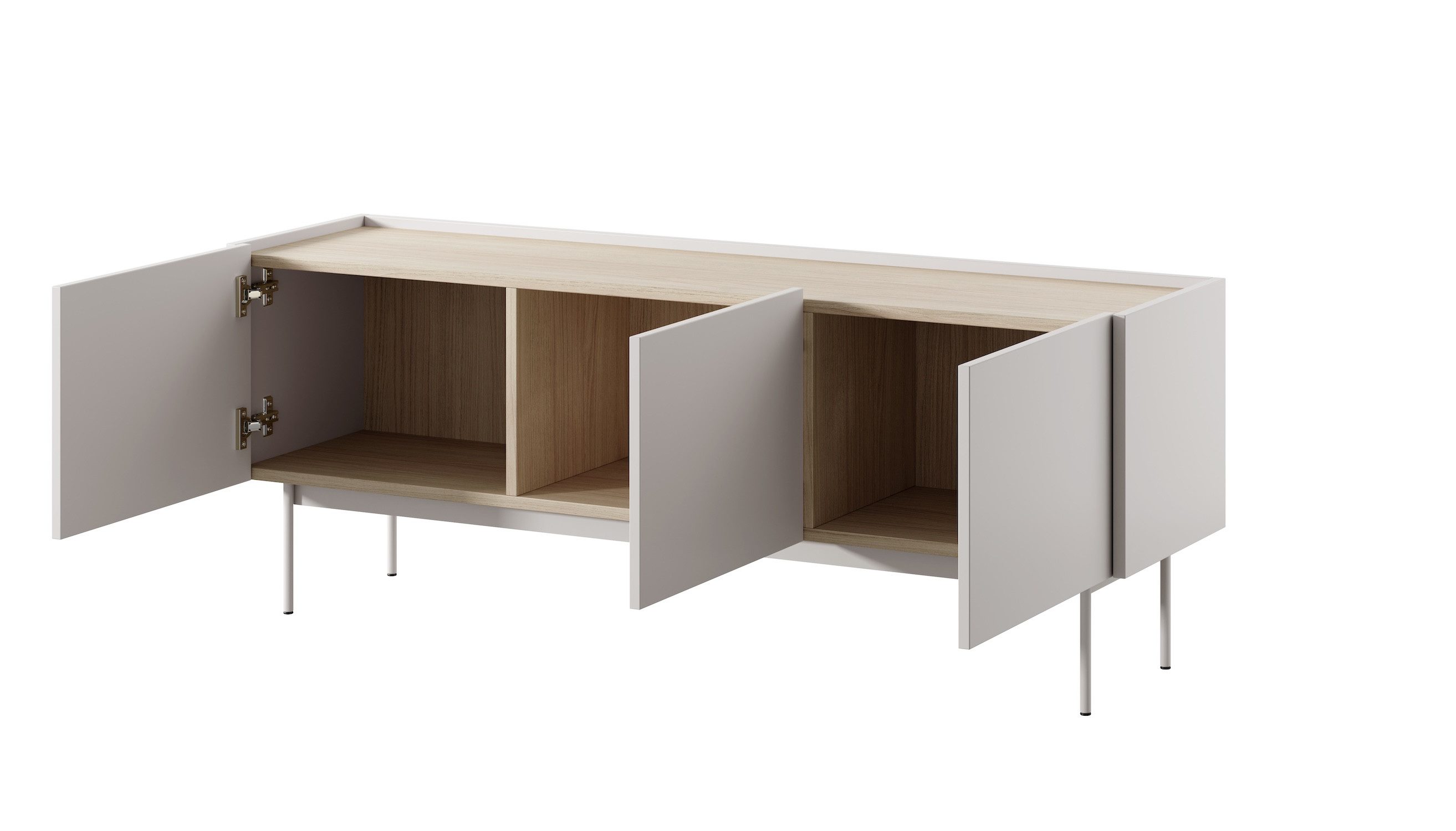 Feldmann-Wohnen Lowboard Color (Color, 1 St., Lowboard), 144x37x55cm Kaschmir, Eiche Linea, grifflos