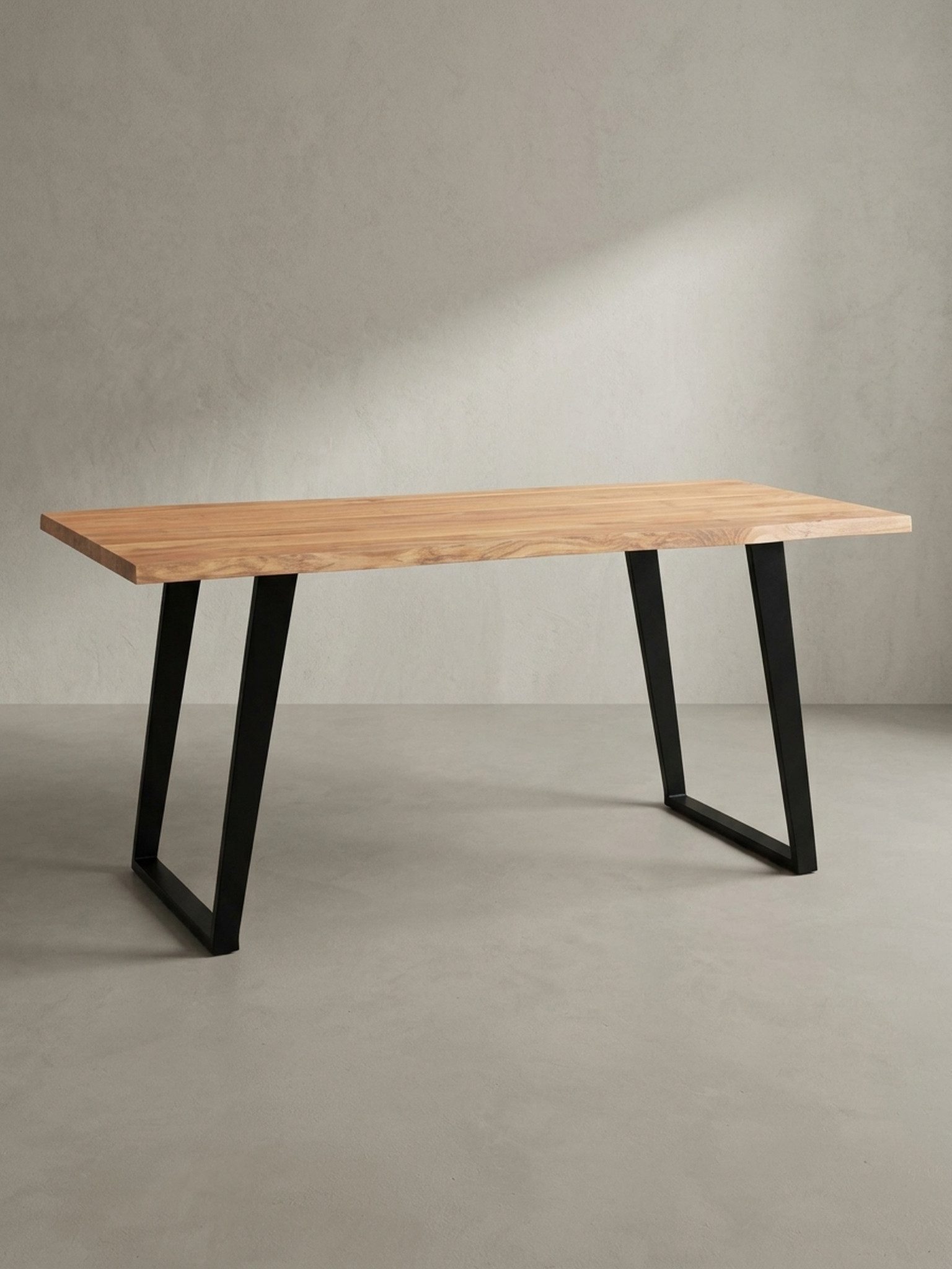 KADIMA DESIGN Schreibtisch Computertisch Akazie-Massiv, Baumkante Industrial, Handgefertigt, Büro (Naturoptik,Arbeitsplatte 4cm,Höhe 76cm,Belastbar 50kg,Ausgleichsnoppen), Ausgleichsnoppen,U-Metallgestell,4cm Tischplatte,Handarbeit,76cm Höhe