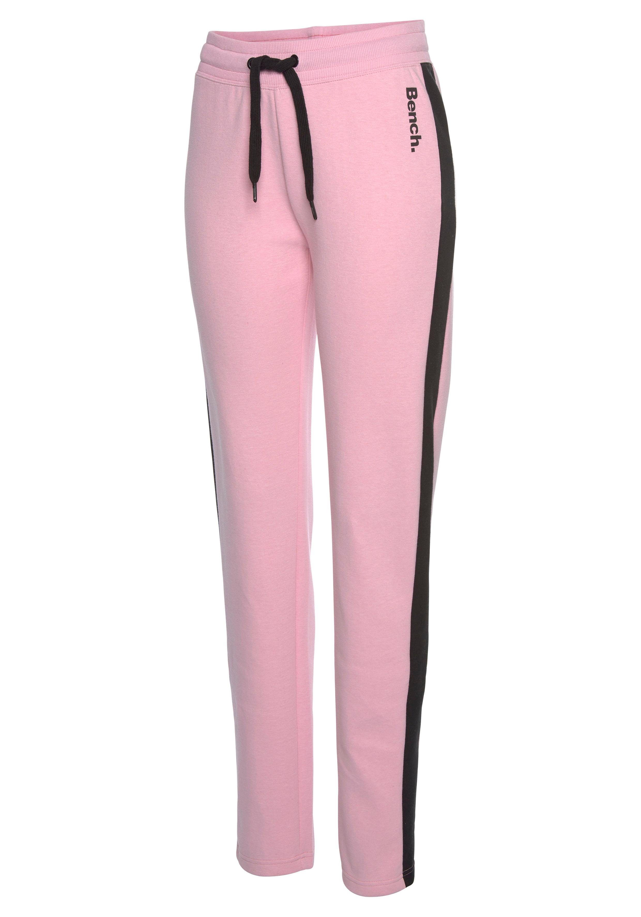 Seitenstreifen geradem rosa-schwarz und Loungewear mit Loungeanzug Loungehose Bein, Bench.