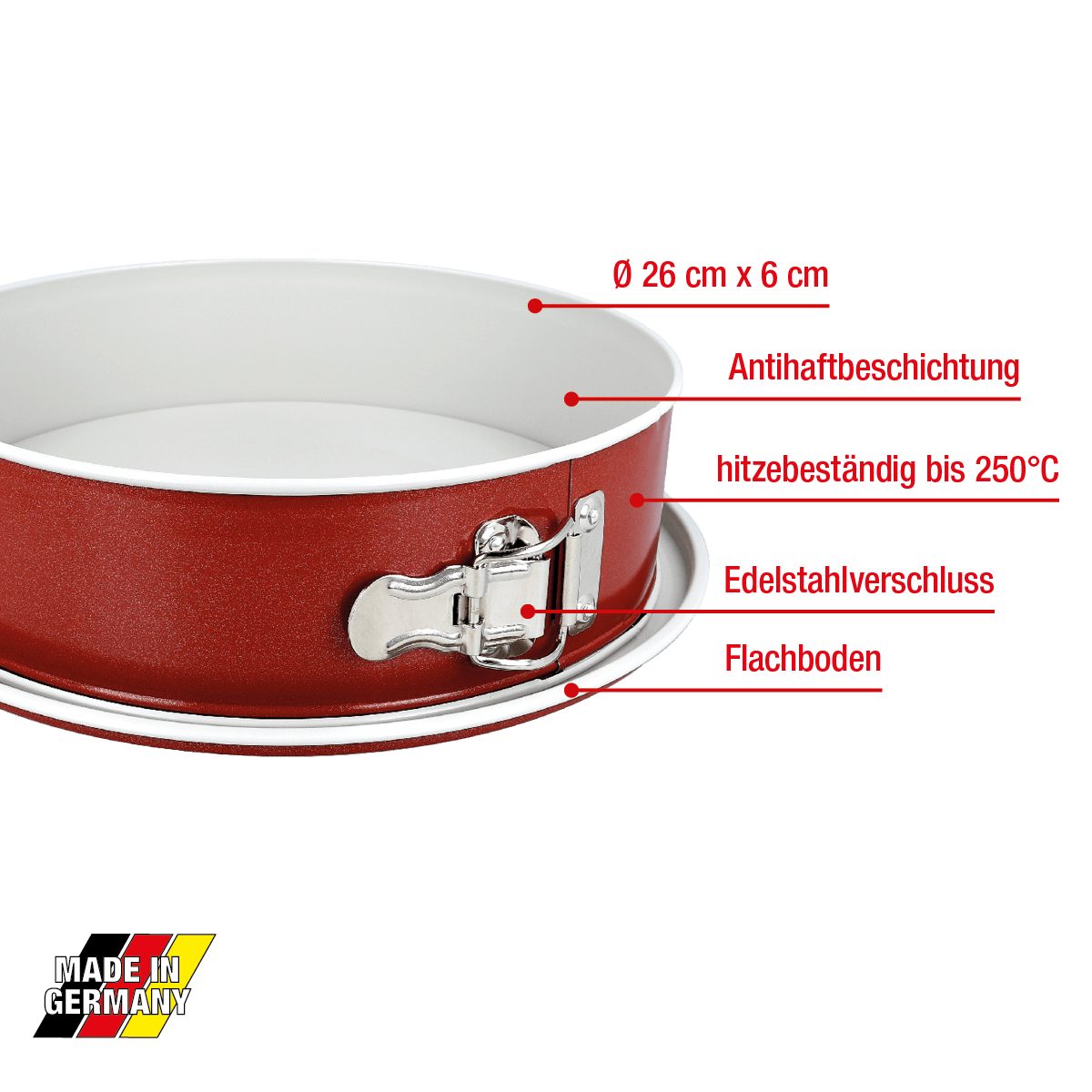 EUROHOME Springform Kuchenform rund Ø26 cm Antihaftbeschichtung, (2-tlg), Kuchenform rund - Backform Kuchen antihaft