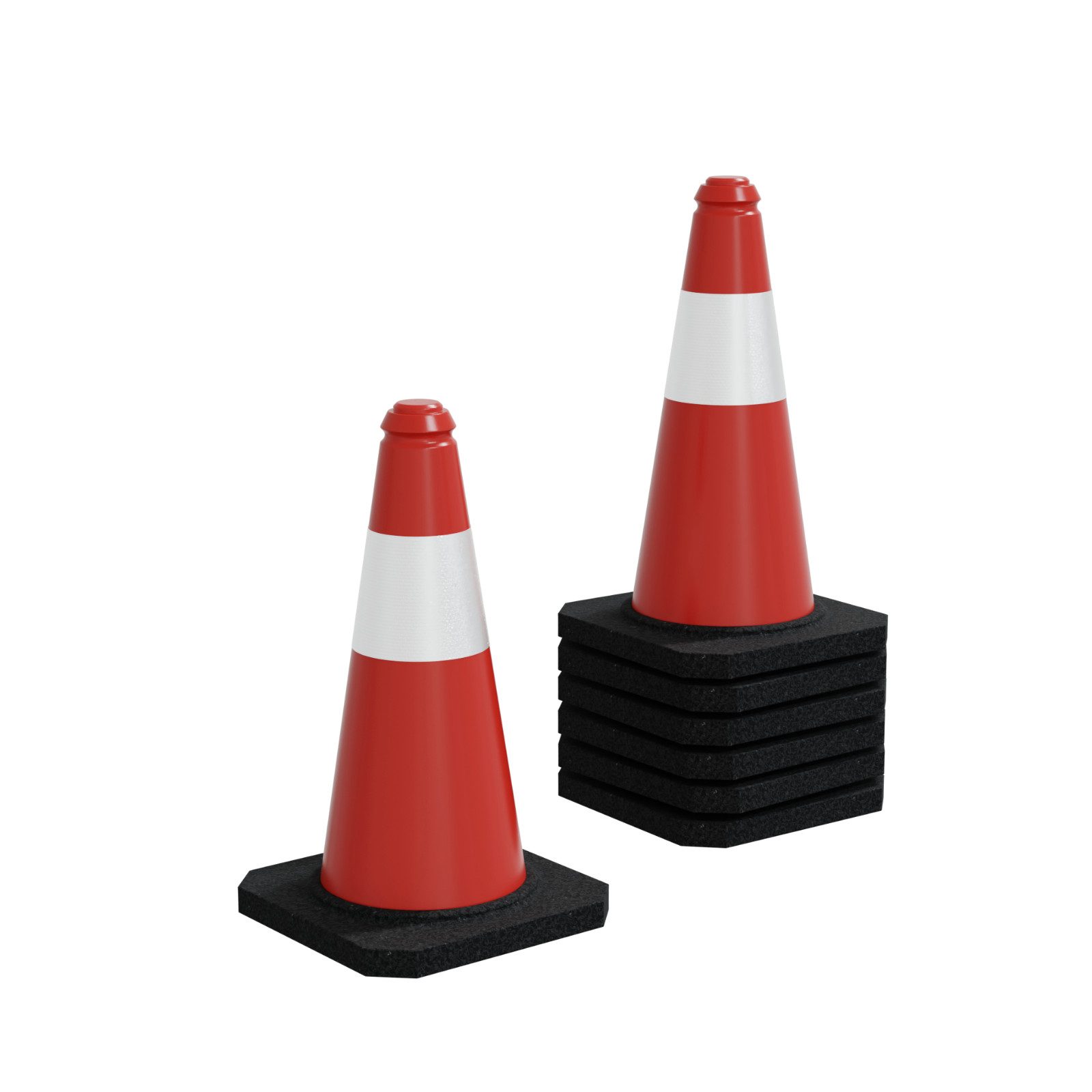 Pylone 7er Set Warnkegel Verkehrsleitkegel Hütchen 51cm Absperrkegel Reflekti