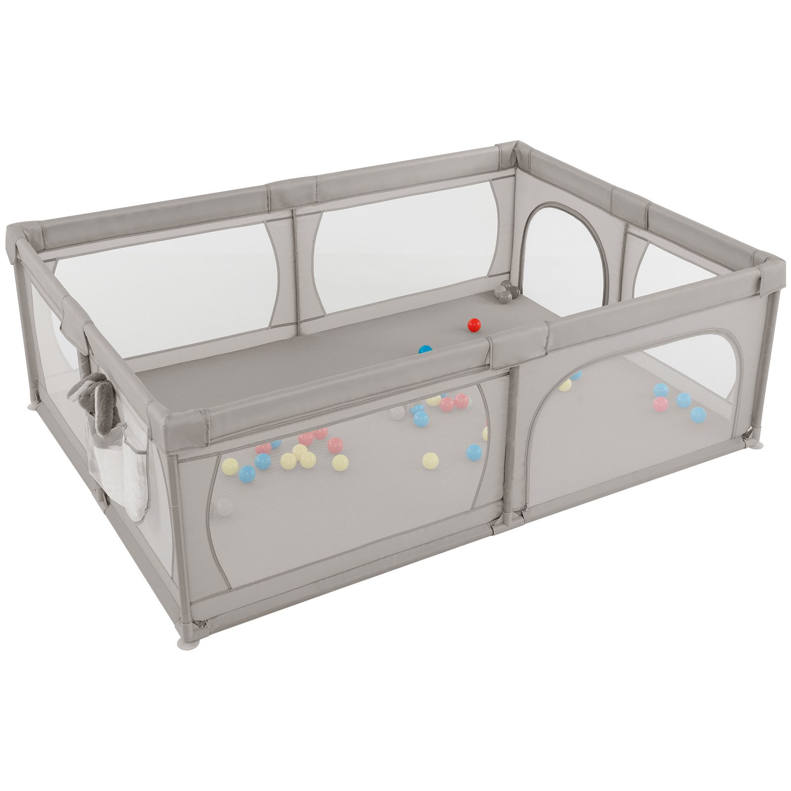 COSTWAY Laufstall Baby Laufgitter (2-tlg), mit 50 Bällen & Seitentasche