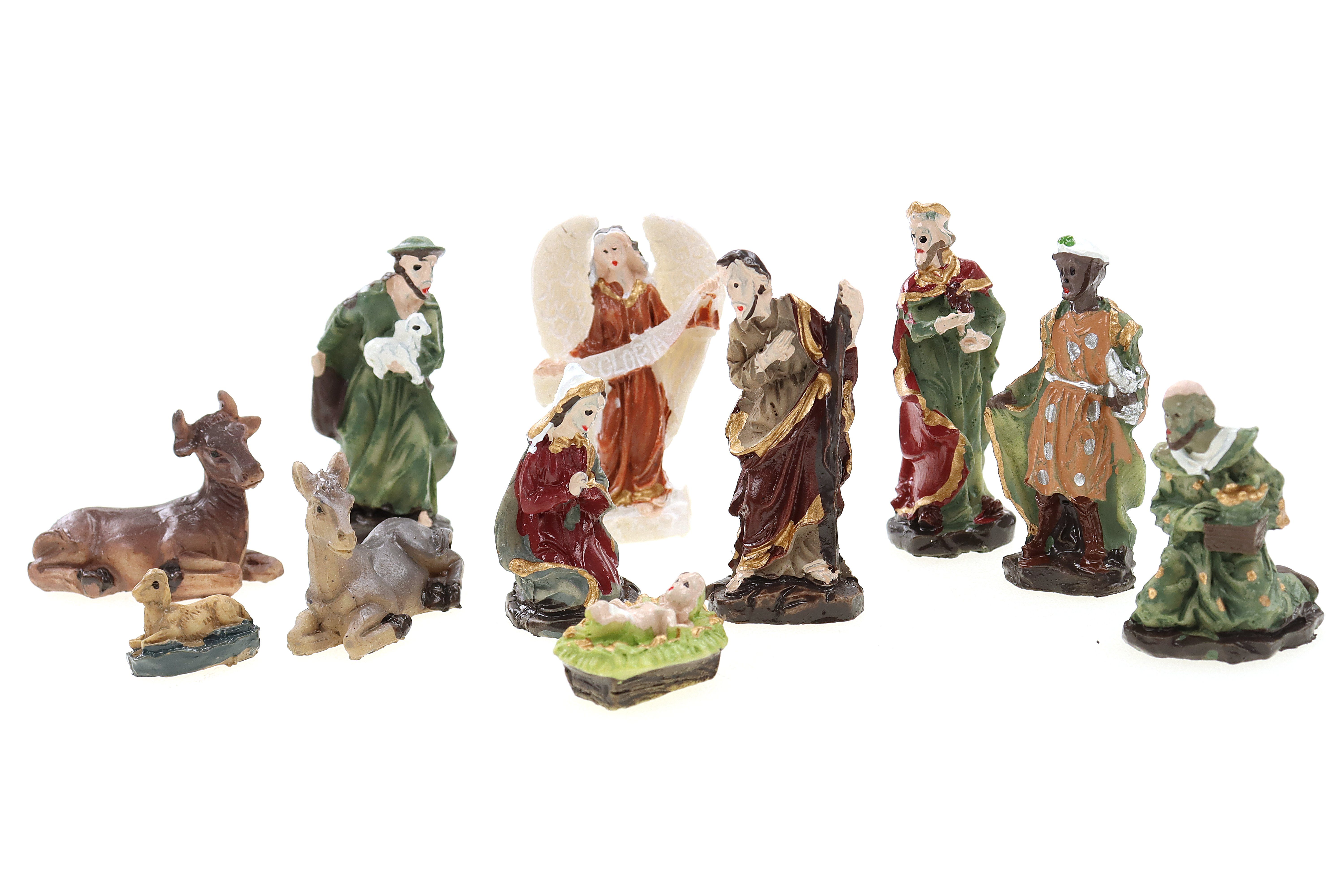 Krippenfigur Weihnachtskrippenfiguren H.:4,5cm 11-teilig Set (11 St) Krippenfiguren Mini Plastikbox ELLUG in