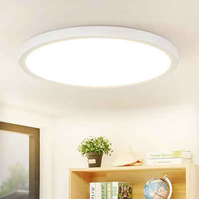 Nettlife LED Panel deckenleuchte Schwarz Rund Flach Modern, IP44 Wasserdicht, LED fest integriert, Neutralweiß, für Wohnzimmer Badezimmer Schlafzimmer Flur, 24W, ‎23* 23*2.1cm