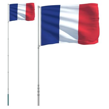 vidaXL Fahne Flagge Frankreichs mit Mast 5,55 m Aluminium Fahnenmast