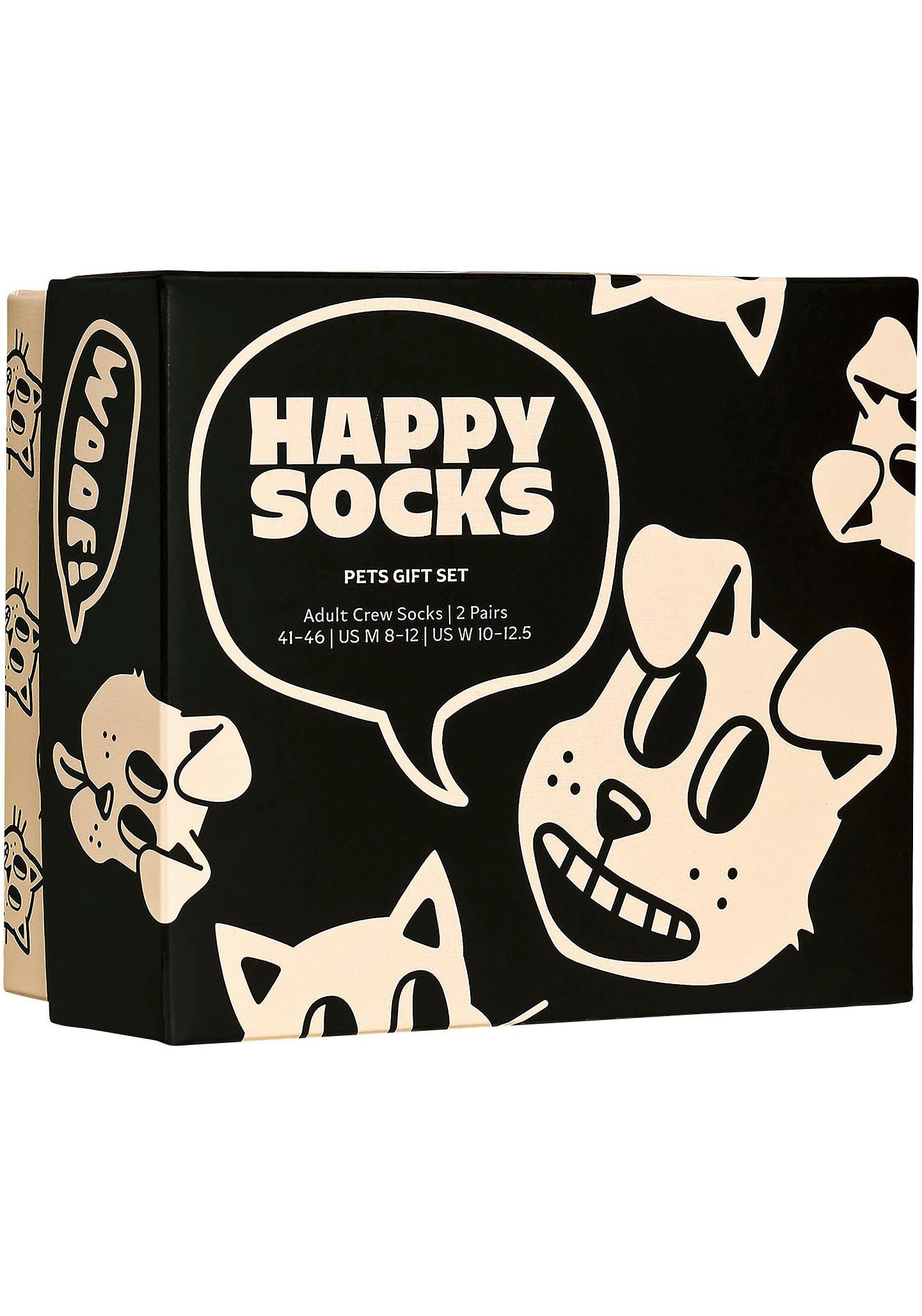 mit Socks 2-Paar) Pets Mustern verspielten (Box, Socken Happy