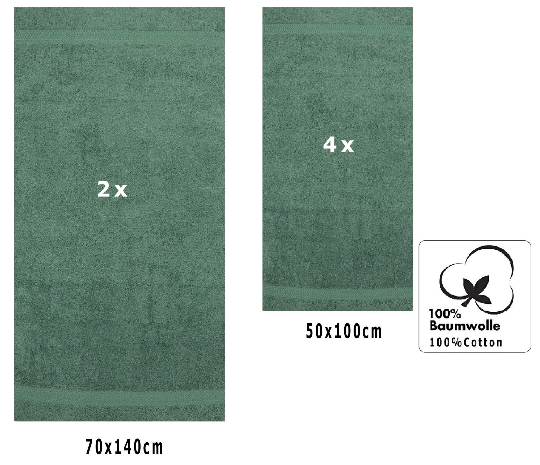Betz (6-tlg) tannengrün Baumwolle, Handtuch-Set 100% Handtuch teiliges Set Handtücher-Set-100% PREMIUM -6 Baumwolle, Betz