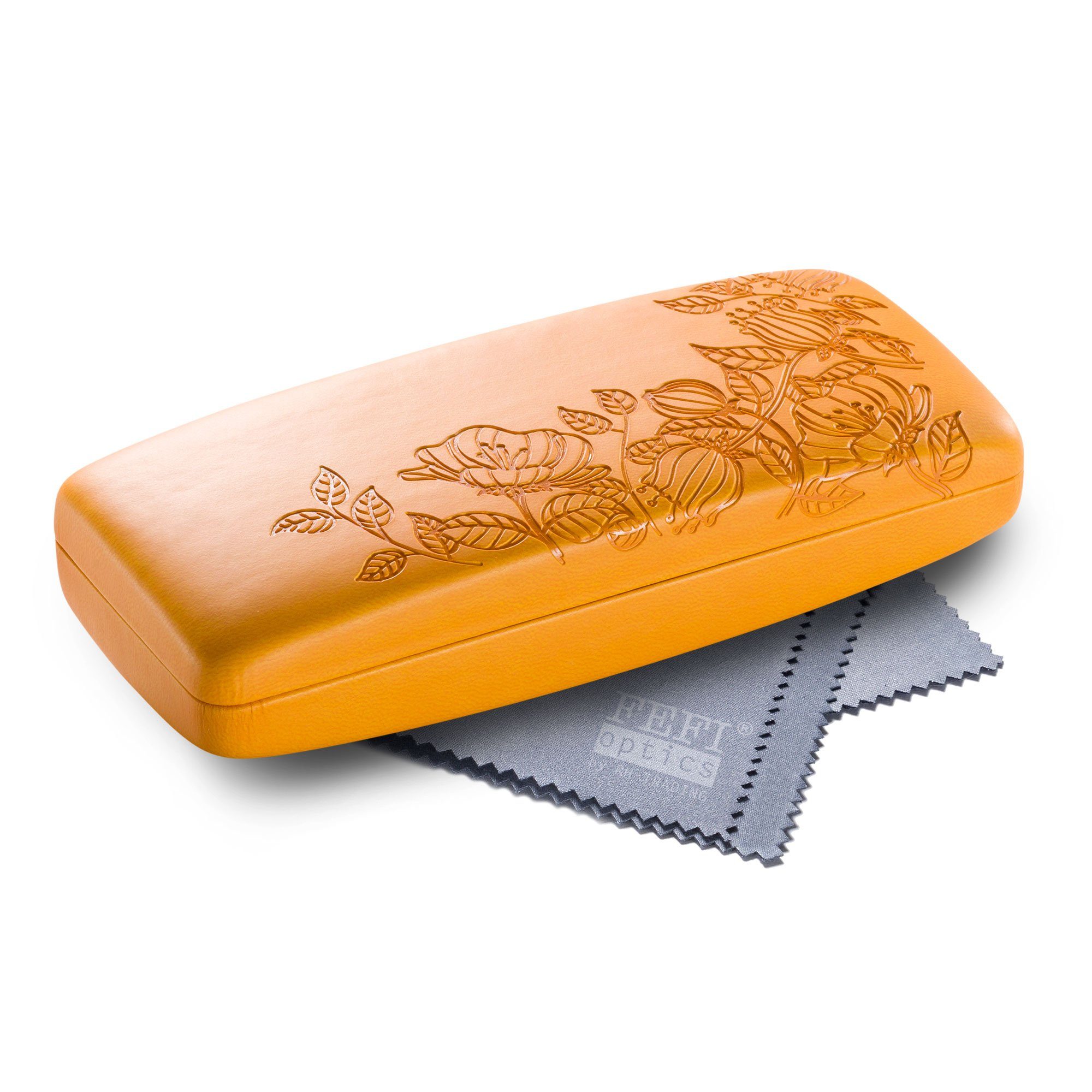Brillenetui Hardcase im geprägten Blumen-Design