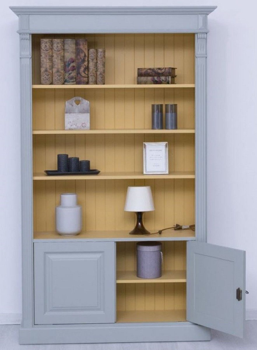 Büroschrank Casa Stauraumschrank Gelb cm Landhausstil - Padrino H. - x - Möbel 39 x 120 - Grau Wohnzimmerschrank Bücherschrank / Massivholz 197 Landhausstil Schrank