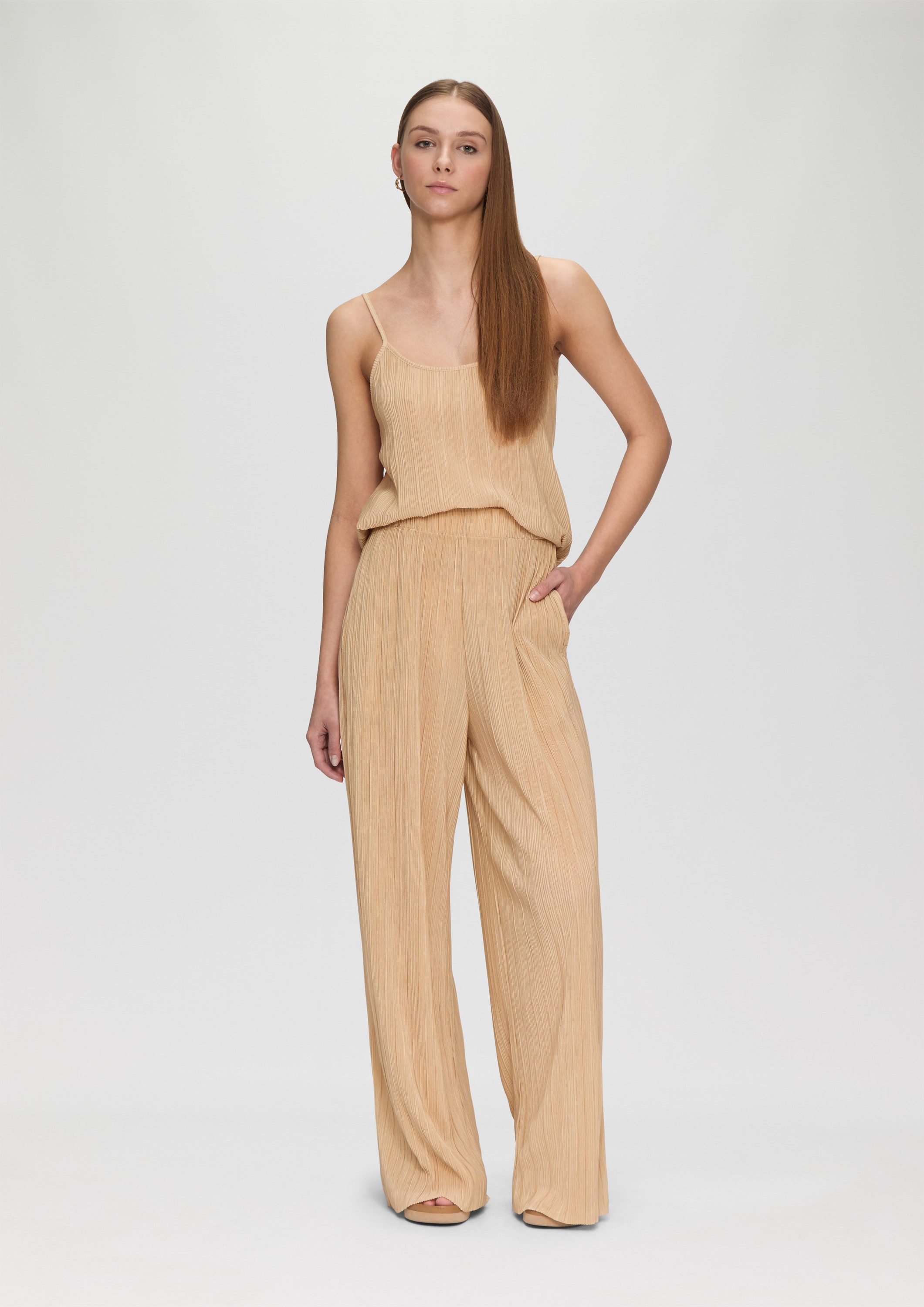 QS Chinos Hose Plissierte Jersey-Hose mit Elastikbund günstig online kaufen