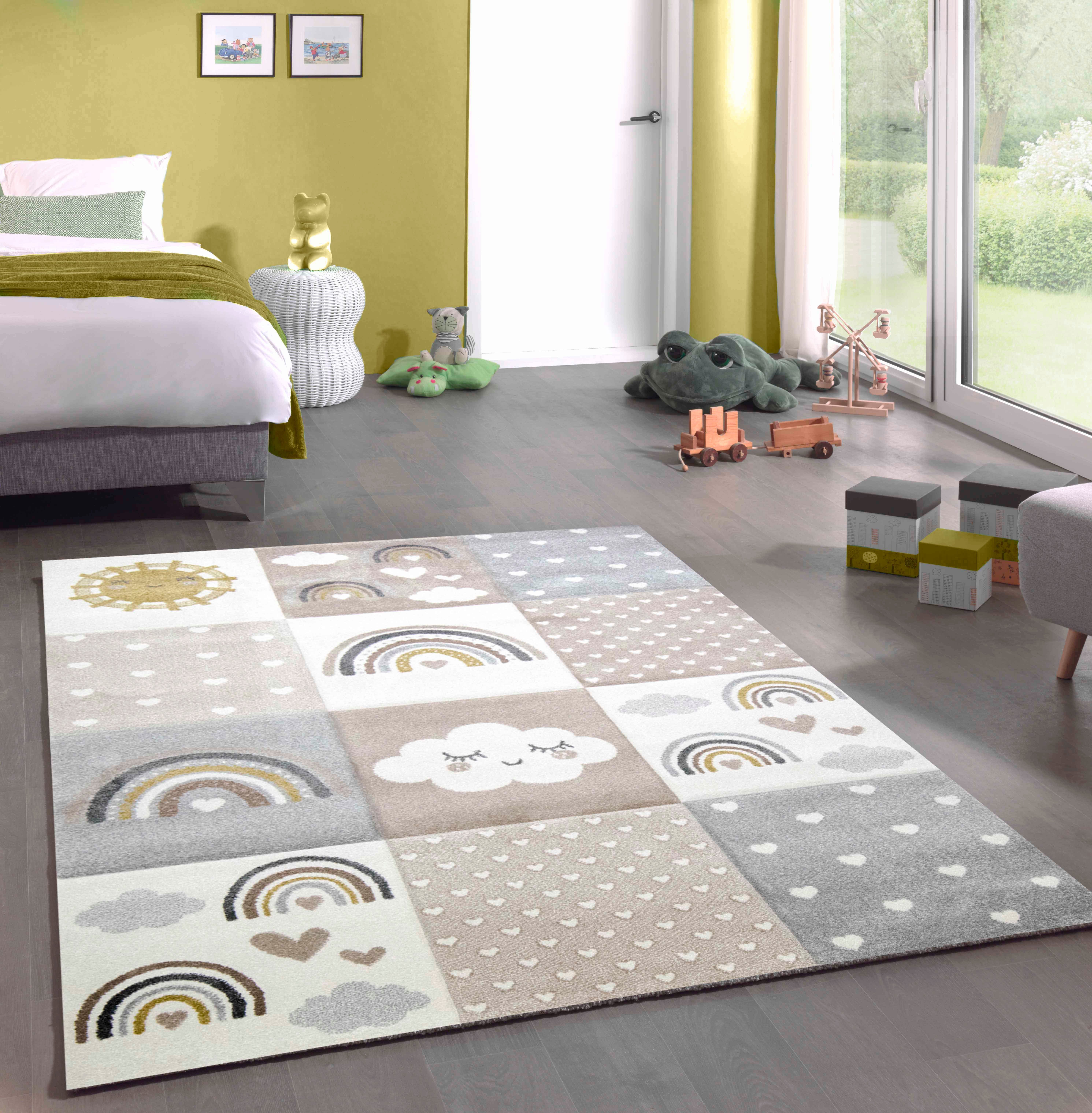 Carpetia Kinderteppich Kinderzimmer Teppich Herzchen Wolken günstig online kaufen