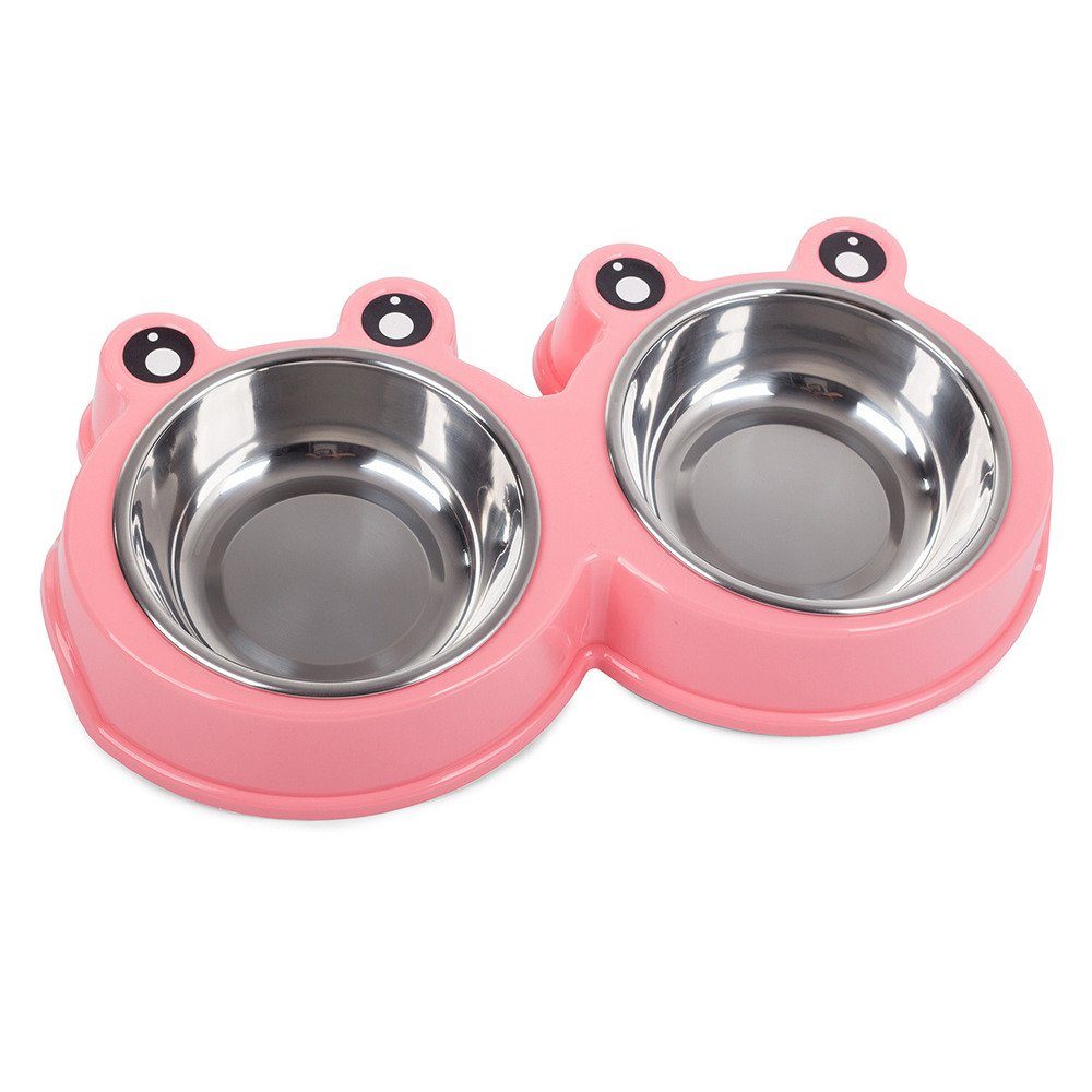 Thumbnail - emeco Napf Doppelnapf Futternapf Fressnapf aus Metall für Hund und Katze Rosa, Metal Kunstoff