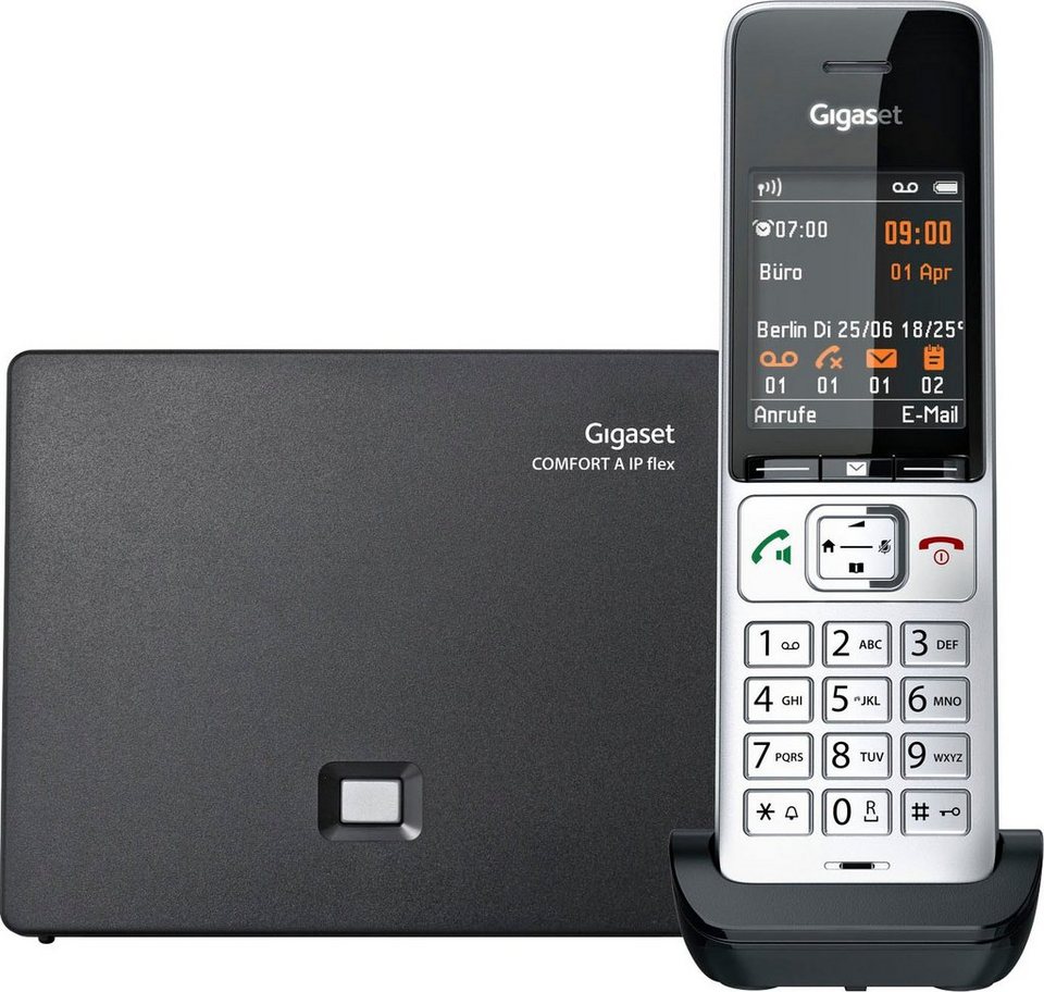 Gigaset COMFORT 500A IP flex Schnurloses DECT-Telefon (Mobilteile: 1, LAN  (Ethernet), 5,6 cm (2,2 Zoll) TFT-Farbdisplay für optimale Lesbarkeit